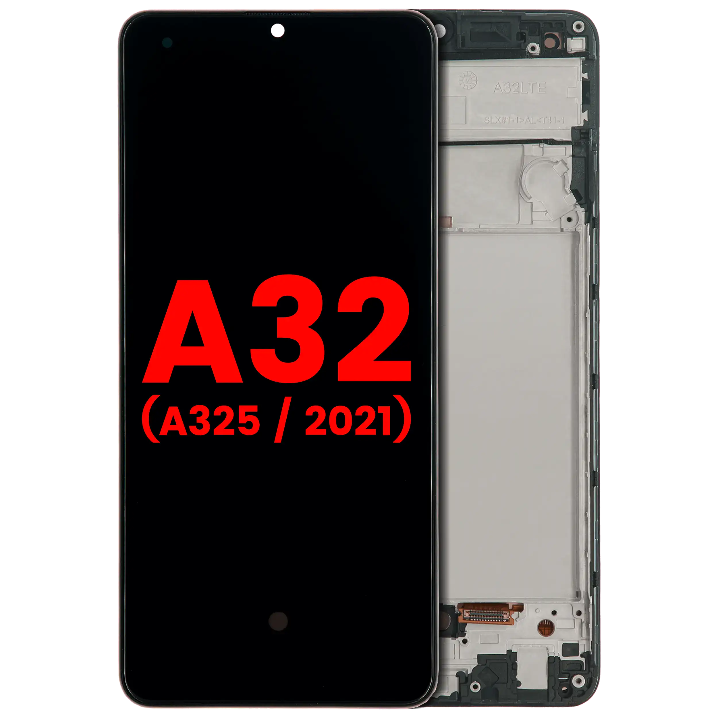 OLED-Display mit Rahmen für Samsung Galaxy A32 4G, Schwarz (Premium)