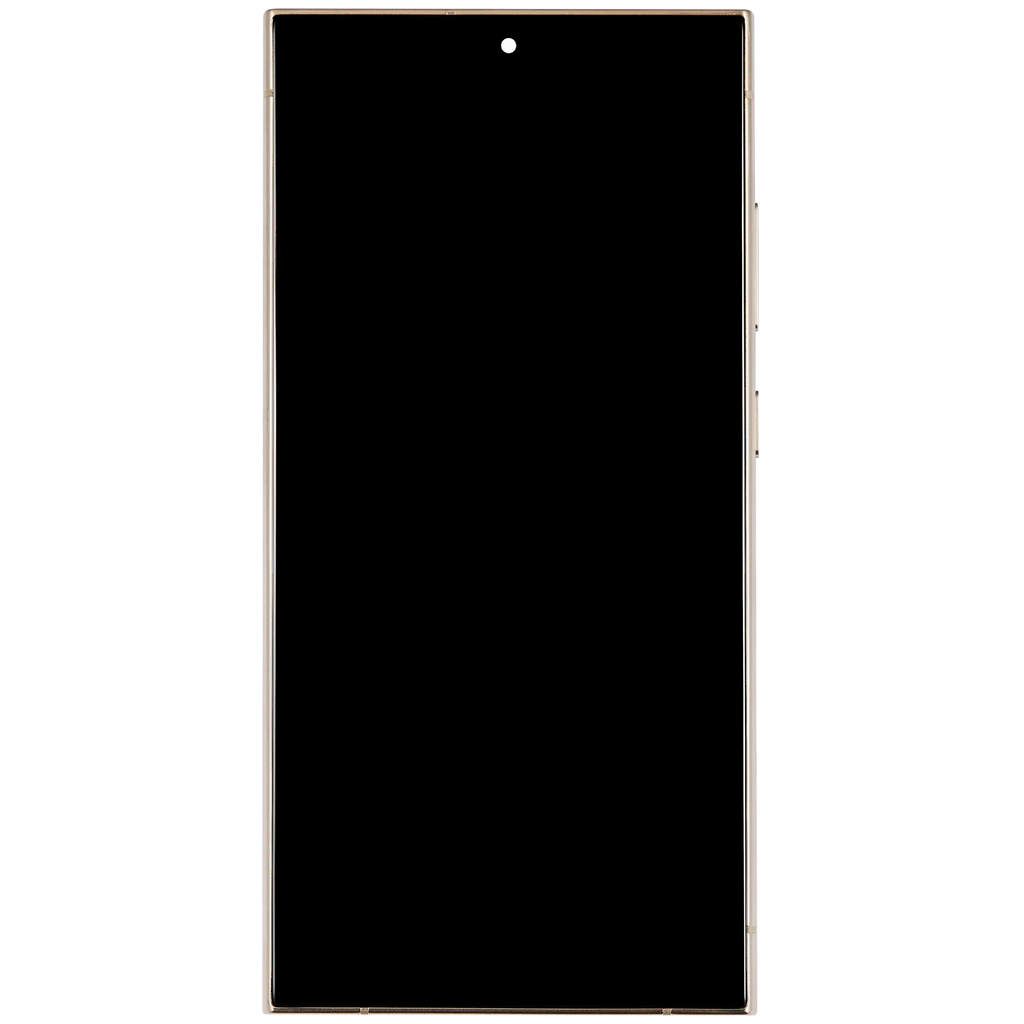 OLED-Display mit Rahmen für Samsung Galaxy S24 Ultra (US & Internationale Version) (Aftermarket Plus) (120Hz) (Titanium Gelb)