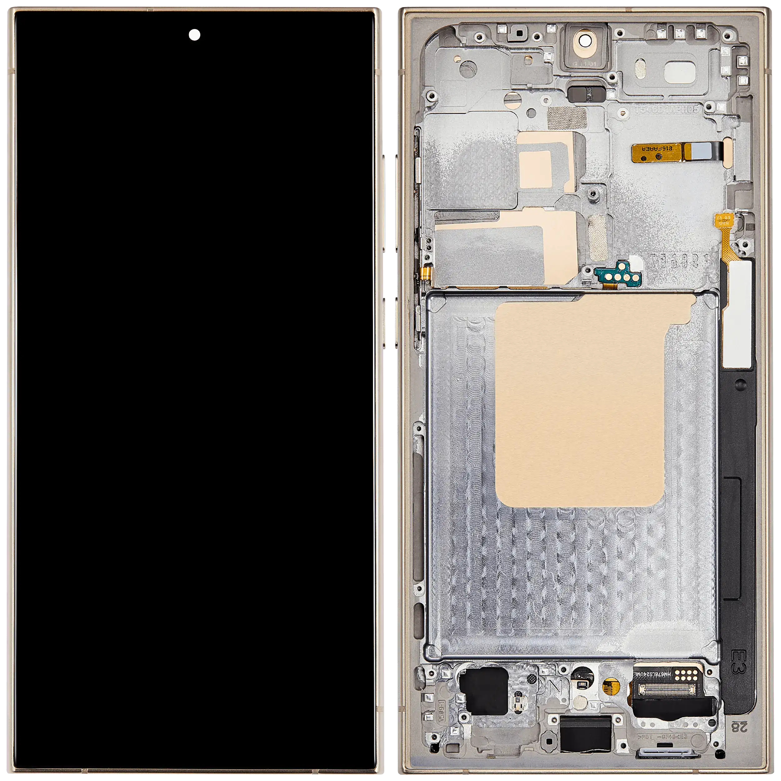 OLED-Display mit Rahmen für Samsung Galaxy S24 Ultra (US & Internationale Version) (Aftermarket Plus) (120Hz) (Titanium Gelb)