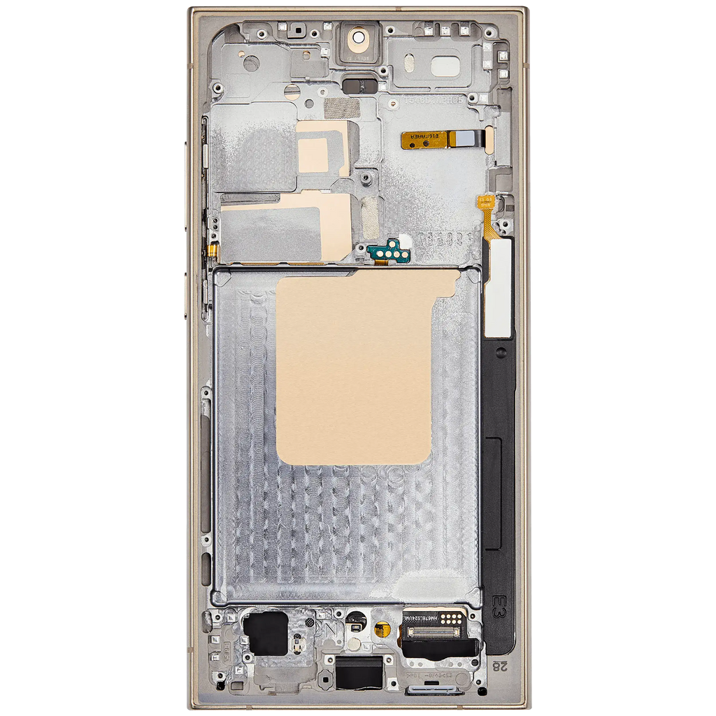 OLED-Display mit Rahmen für Samsung Galaxy S24 Ultra (US & Internationale Version) (Aftermarket Plus) (120Hz) (Titanium Gelb)