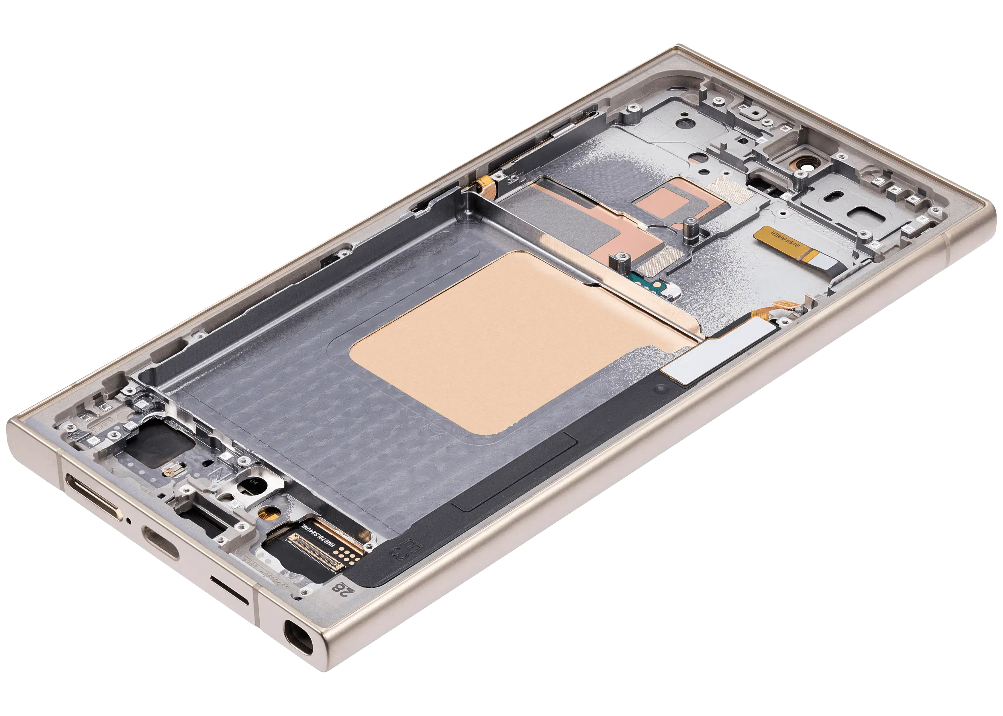 OLED-Display mit Rahmen für Samsung Galaxy S24 Ultra (US & Internationale Version) (Aftermarket Plus) (120Hz) (Titanium Gelb)
