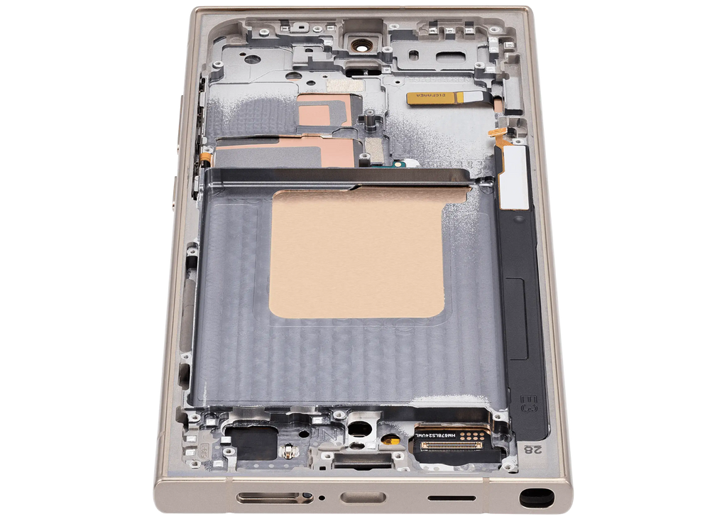 OLED-Display mit Rahmen für Samsung Galaxy S24 Ultra (US & Internationale Version) (Aftermarket Plus) (120Hz) (Titanium Gelb)