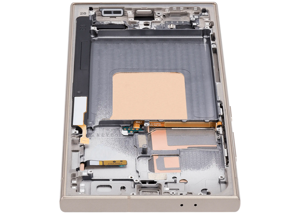 OLED-Display mit Rahmen für Samsung Galaxy S24 Ultra (US & Internationale Version) (Aftermarket Plus) (120Hz) (Titanium Gelb)