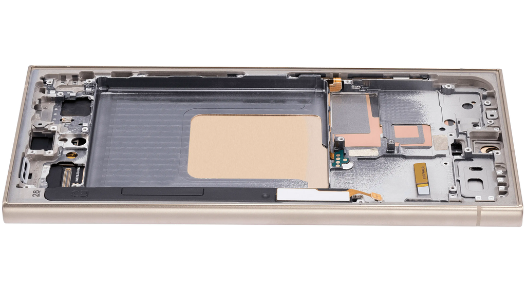OLED-Display mit Rahmen für Samsung Galaxy S24 Ultra (US & Internationale Version) (Aftermarket Plus) (120Hz) (Titanium Gelb)