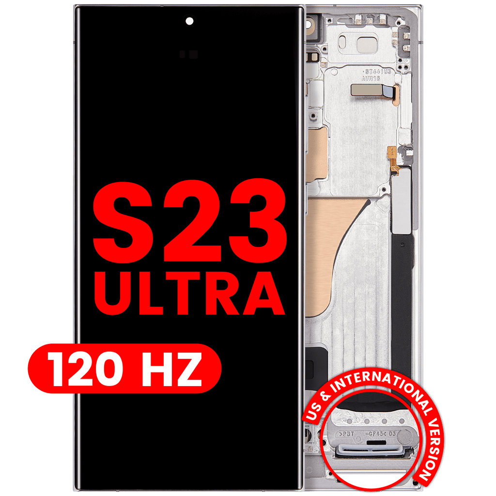 OLED-Display mit Rahmen für Samsung Galaxy S23 Ultra Himmelblau Aftermarket Pro