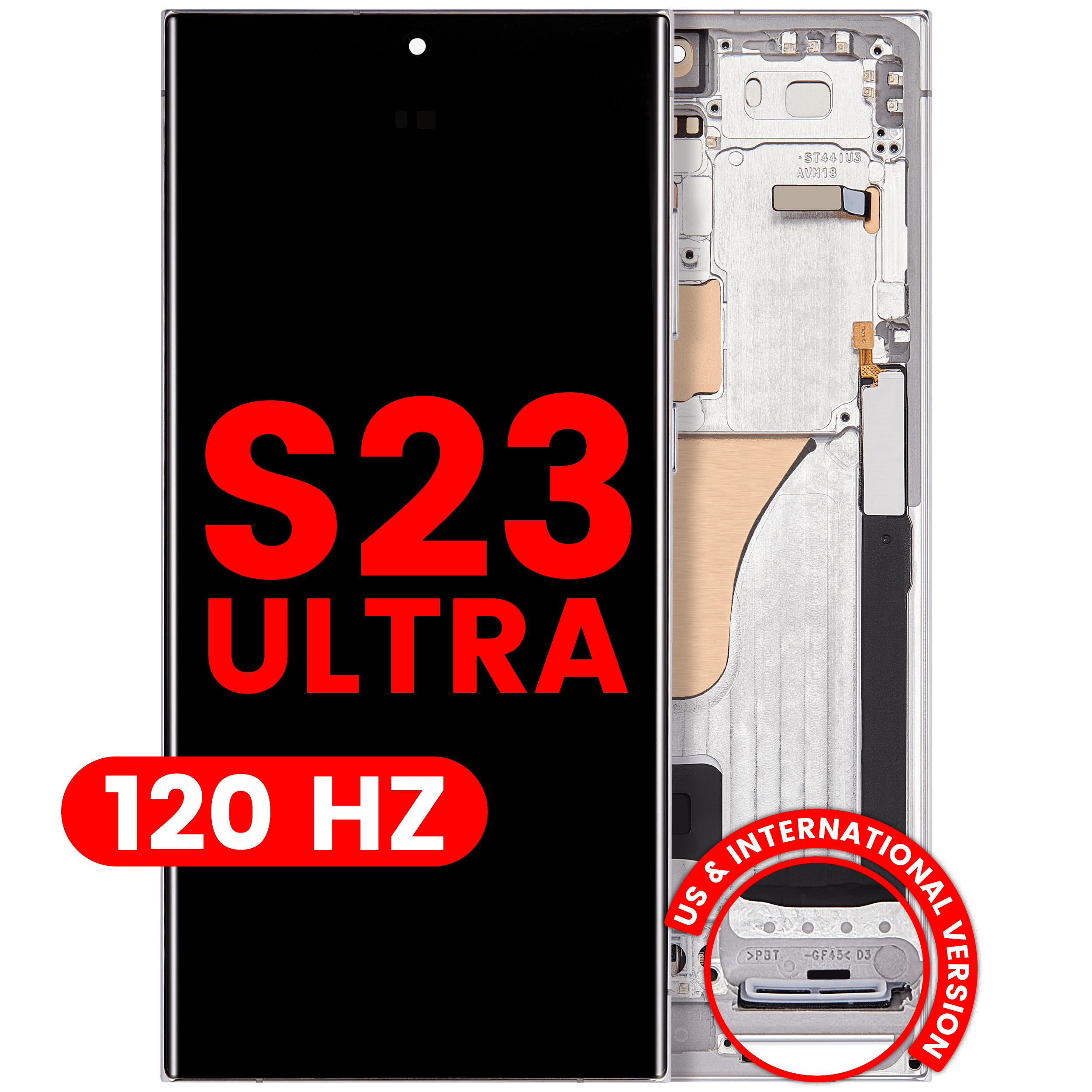 OLED-Display mit Rahmen für Samsung Galaxy S23 Ultra Himmelblau Aftermarket Pro