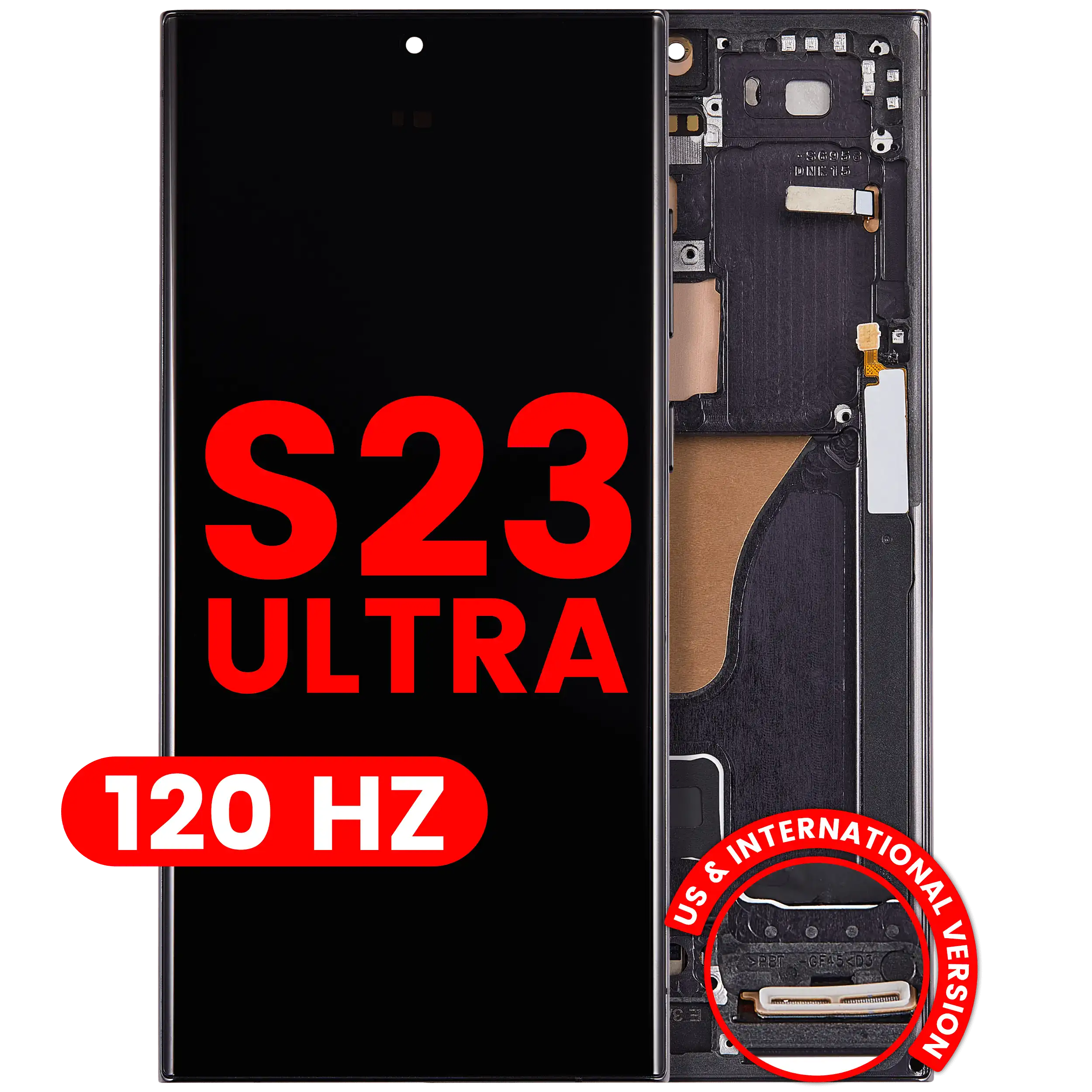 OLED-Display mit Rahmen Galaxy S23 Ultra - Phantom Black - Aftermarket Pro