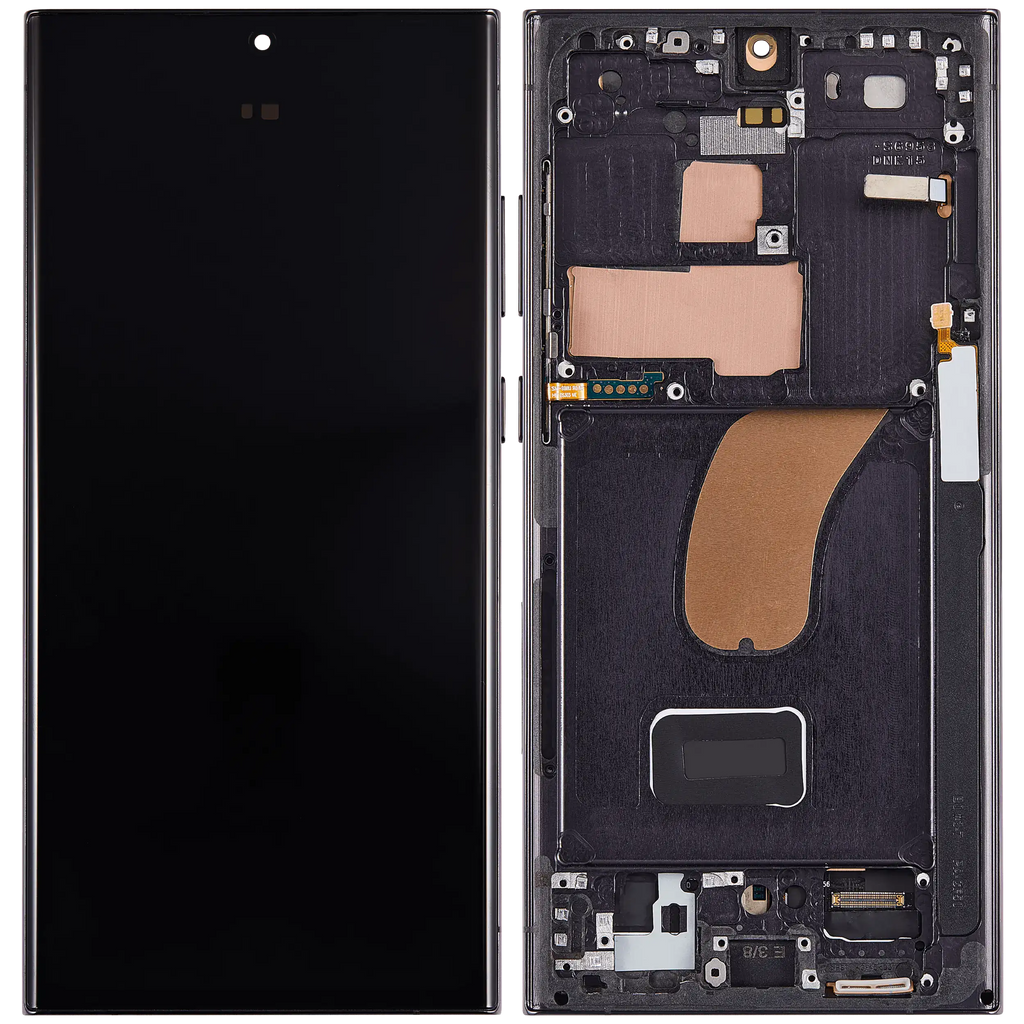 OLED-Display mit Rahmen Galaxy S23 Ultra - Phantom Black - Aftermarket Pro