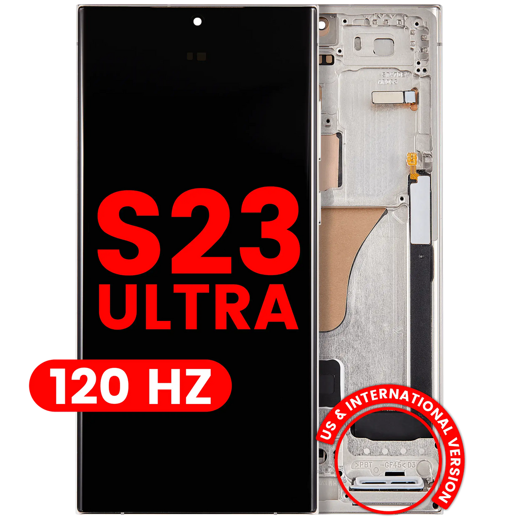 OLED-Display mit Rahmen Samsung Galaxy S23 Ultra Cream Pro