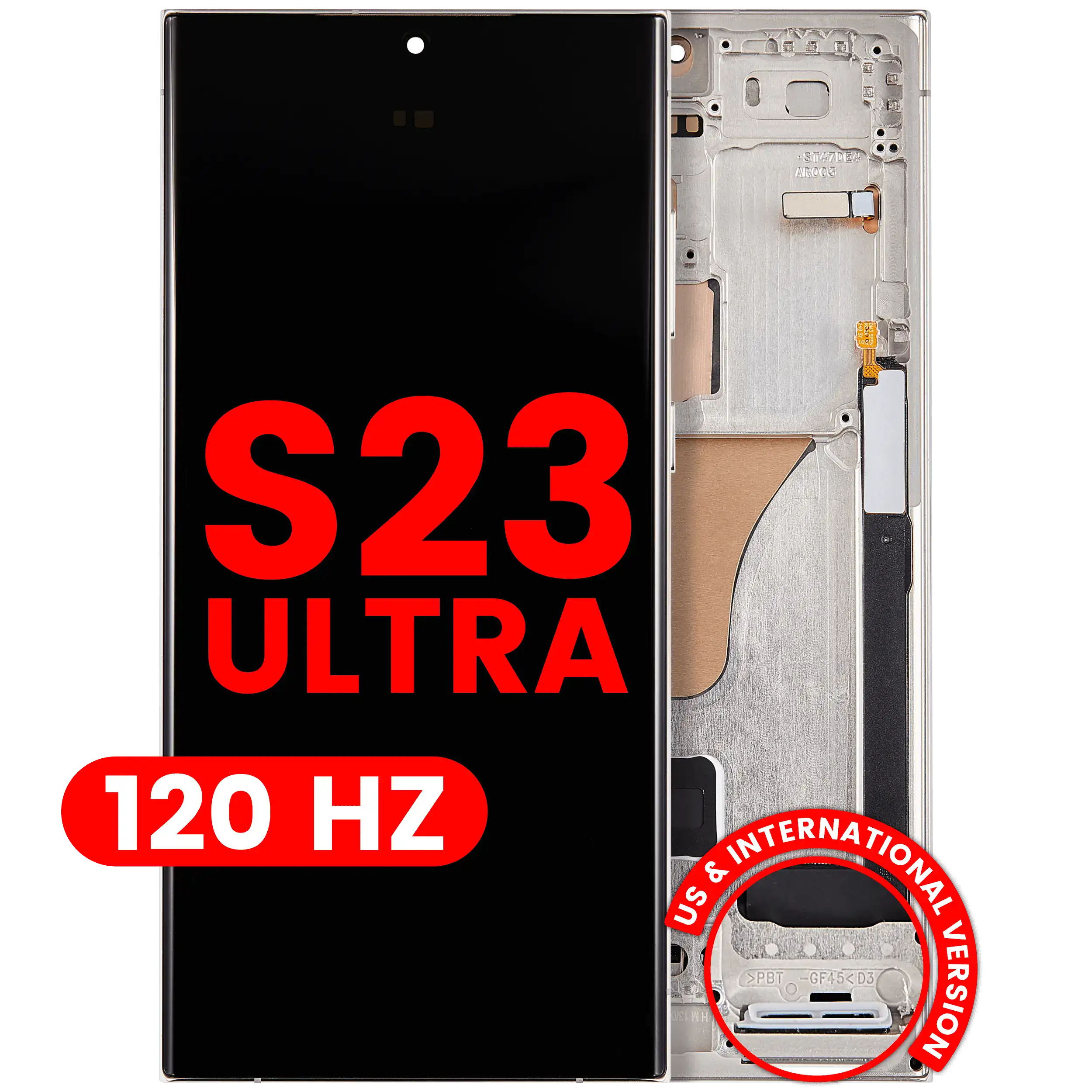 OLED-Display mit Rahmen Samsung Galaxy S23 Ultra Cream Pro