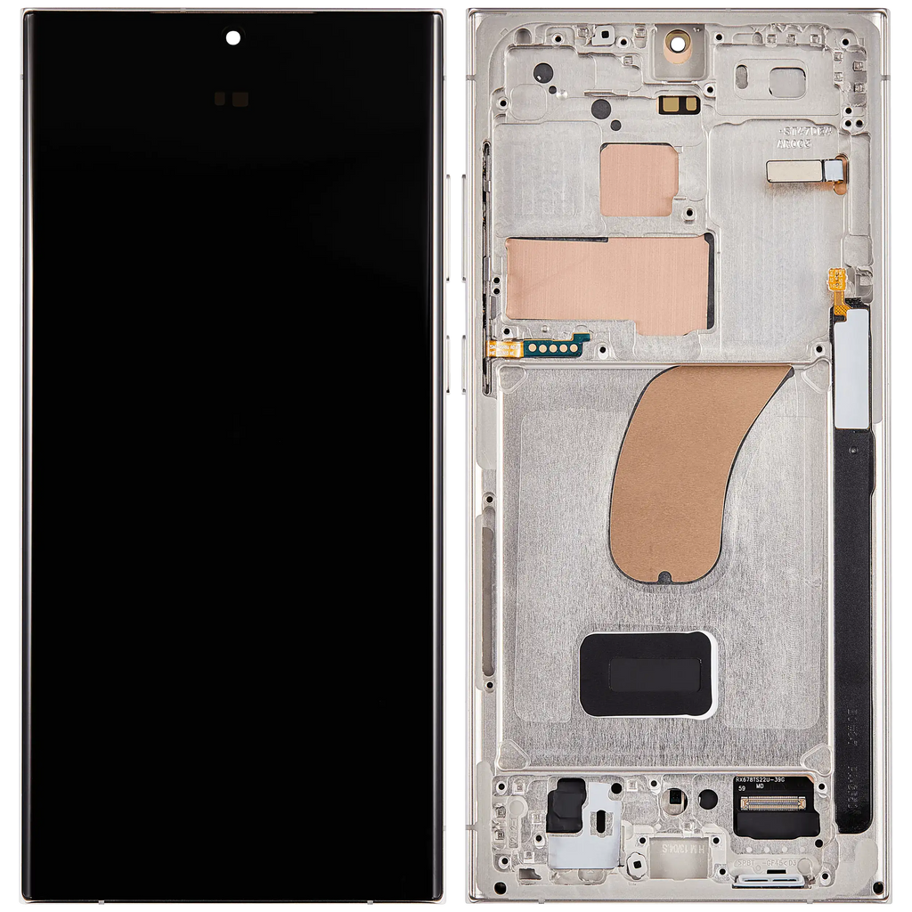 OLED-Display mit Rahmen Samsung Galaxy S23 Ultra Cream Pro
