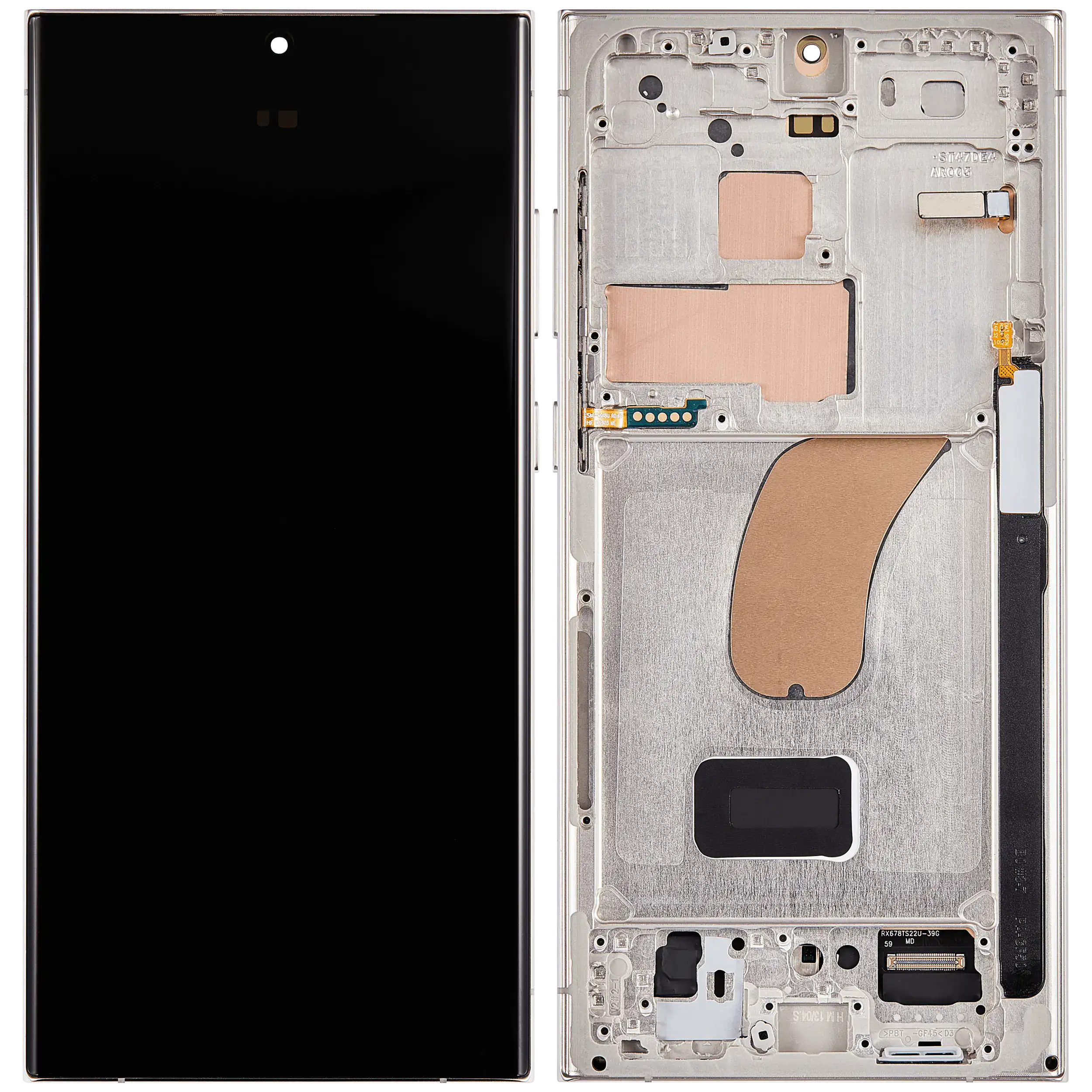 OLED-Display mit Rahmen Samsung Galaxy S23 Ultra Cream Pro