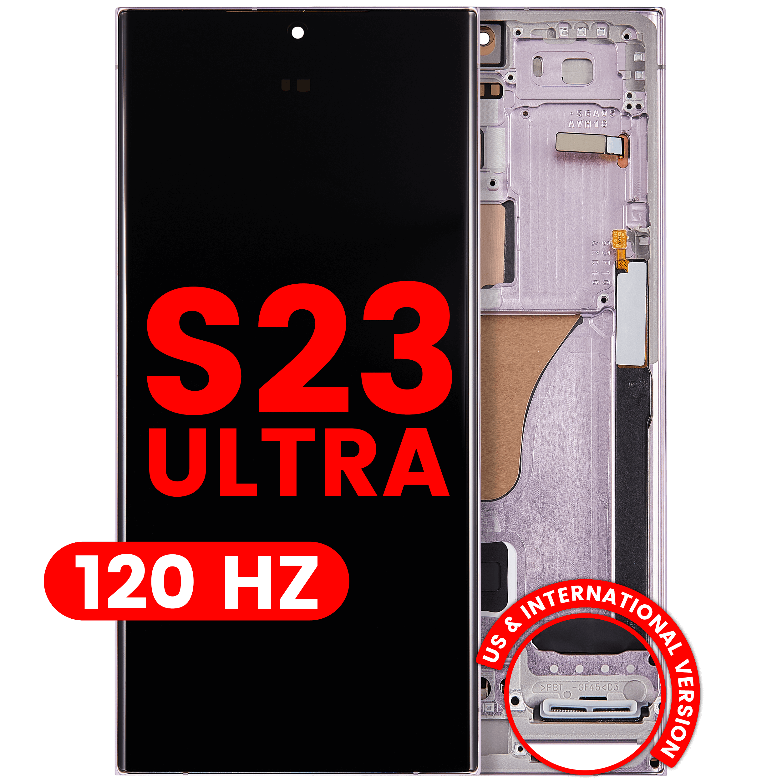 OLED-Display mit Rahmen für Samsung Galaxy S23 Ultra Lavender Aftermarket Pro