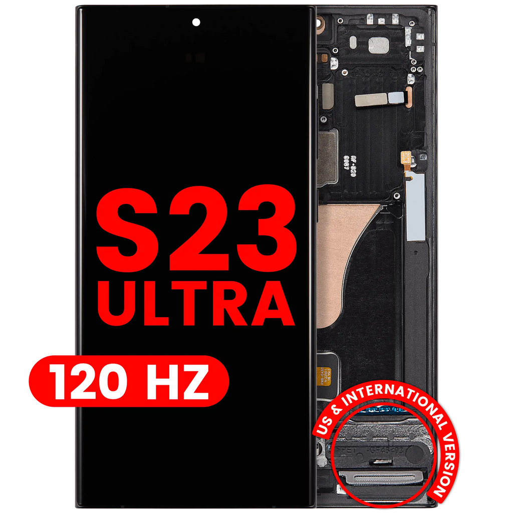 OLED-Display mit Rahmen Samsung Galaxy S23 Ultra Aftermarket Pro Graphite