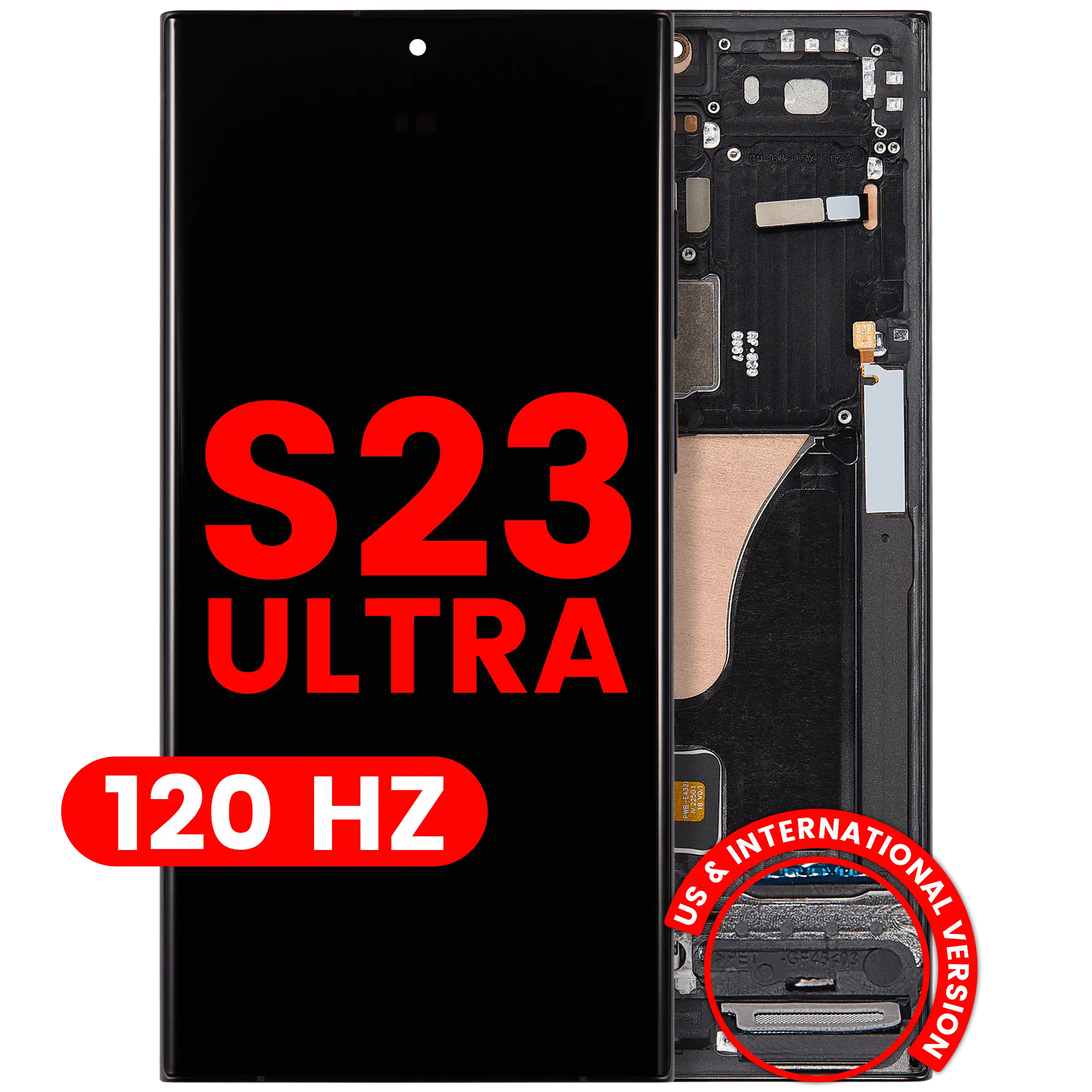OLED-Display mit Rahmen Samsung Galaxy S23 Ultra Aftermarket Pro Graphite