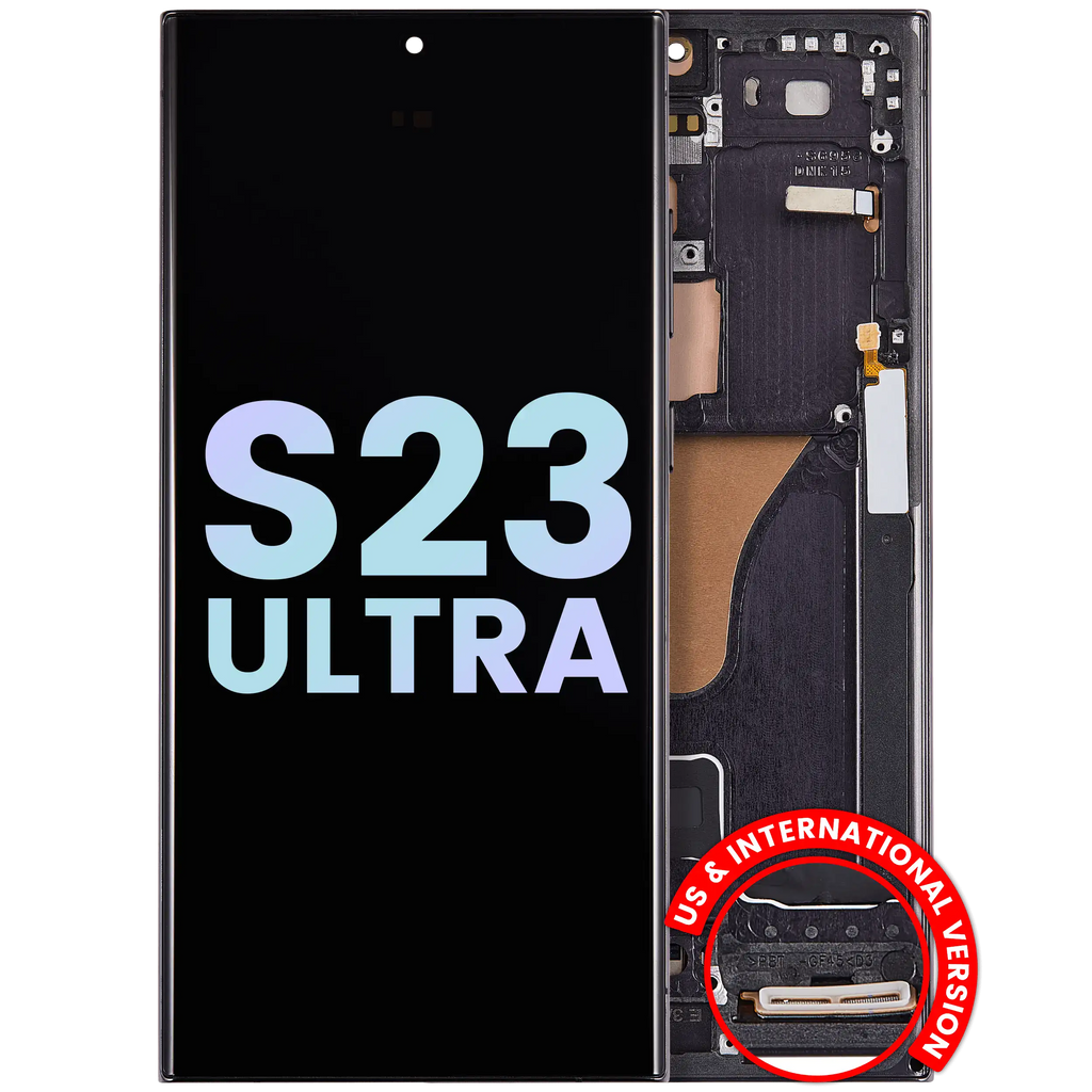 OLED-Display mit Rahmen für Samsung Galaxy S23 Ultra (Svc Pack) Phantom Black