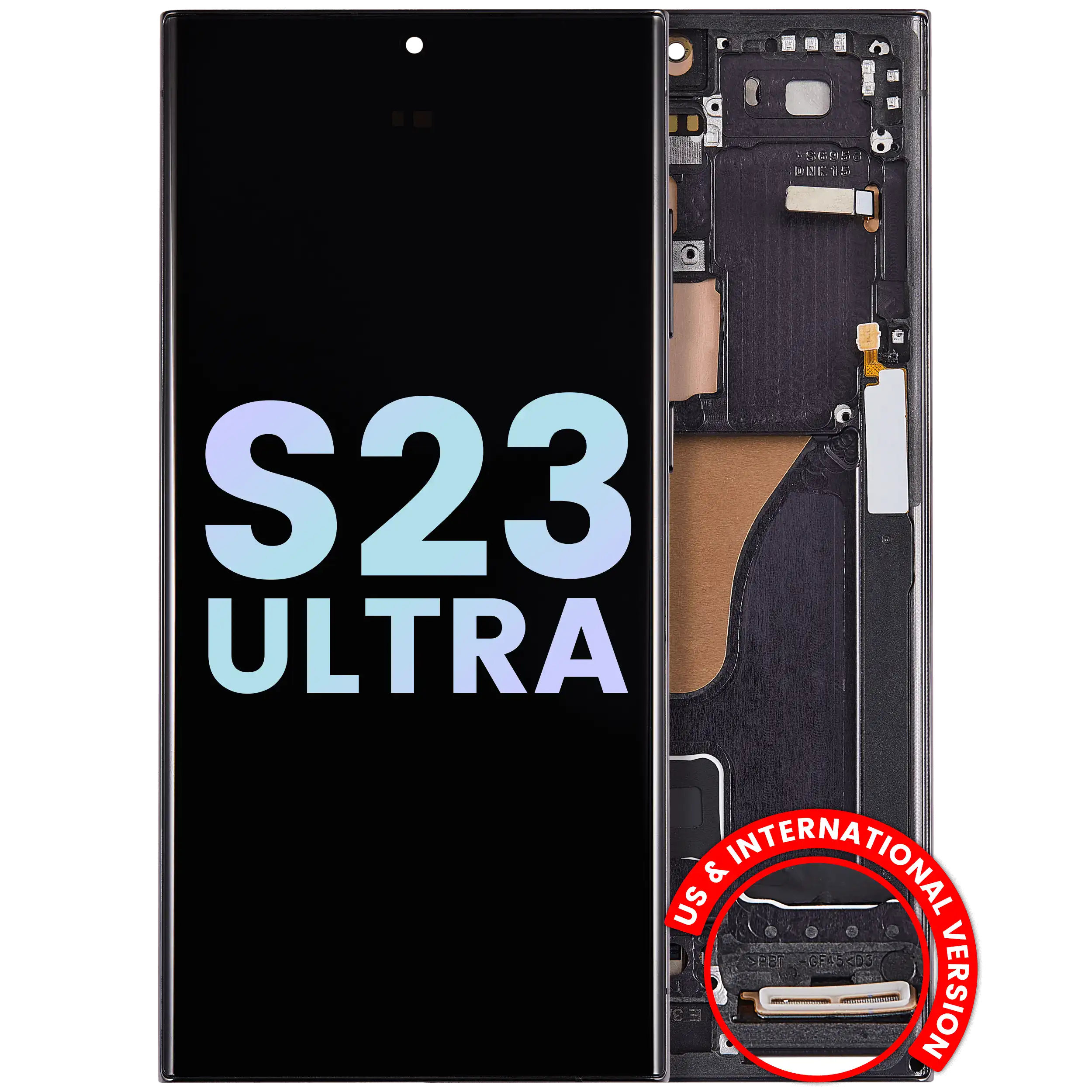 OLED-Display mit Rahmen für Samsung Galaxy S23 Ultra (Svc Pack) Phantom Black