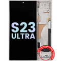 OLED-Display mit Rahmen für Samsung Galaxy S23 Ultra, Cream, Service Pack