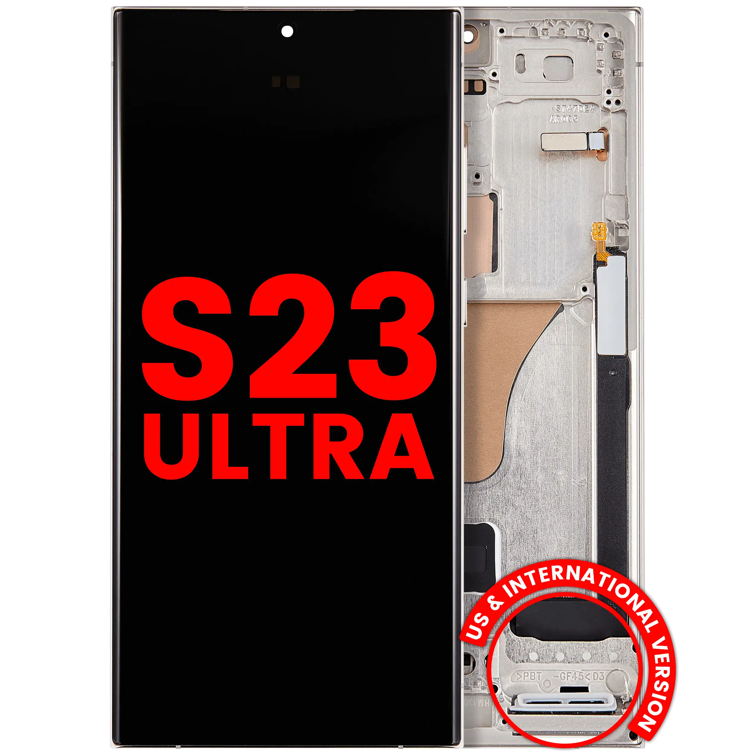 OLED Display with Frame for Samsung Galaxy S23 Ultra (US & International) (Aftermarket Plus) (Cream)