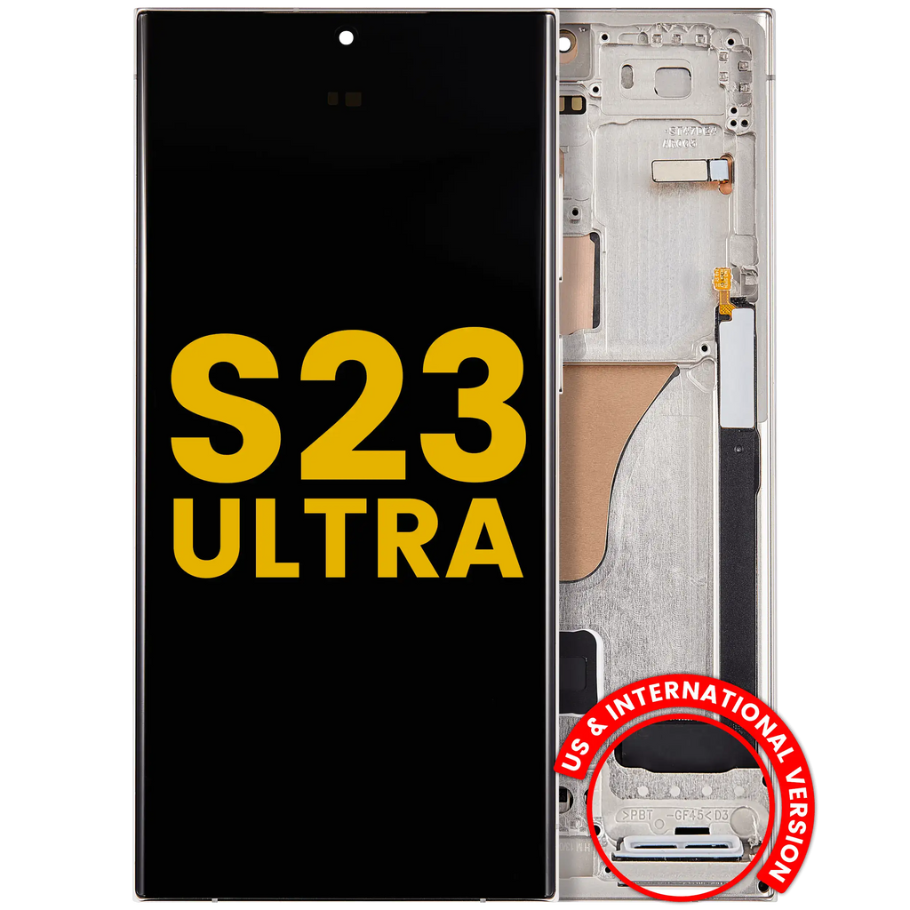 OLED Display with Frame for Samsung Galaxy S23 Ultra (US & International) (Refurbished) (Cream)