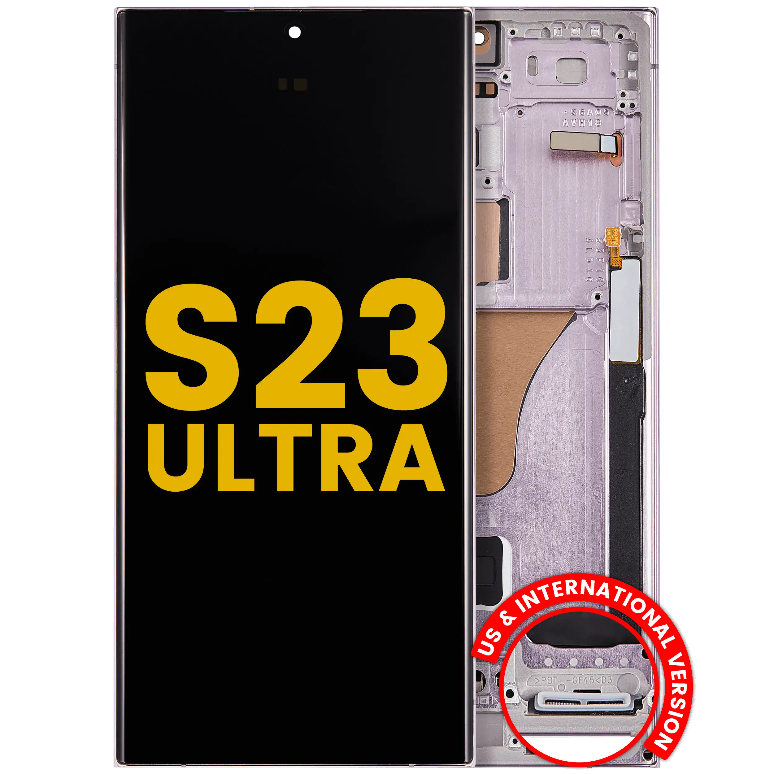 OLED-Display mit Rahmen für Samsung Galaxy S23 Ultra (Refurbished) (Lavender)