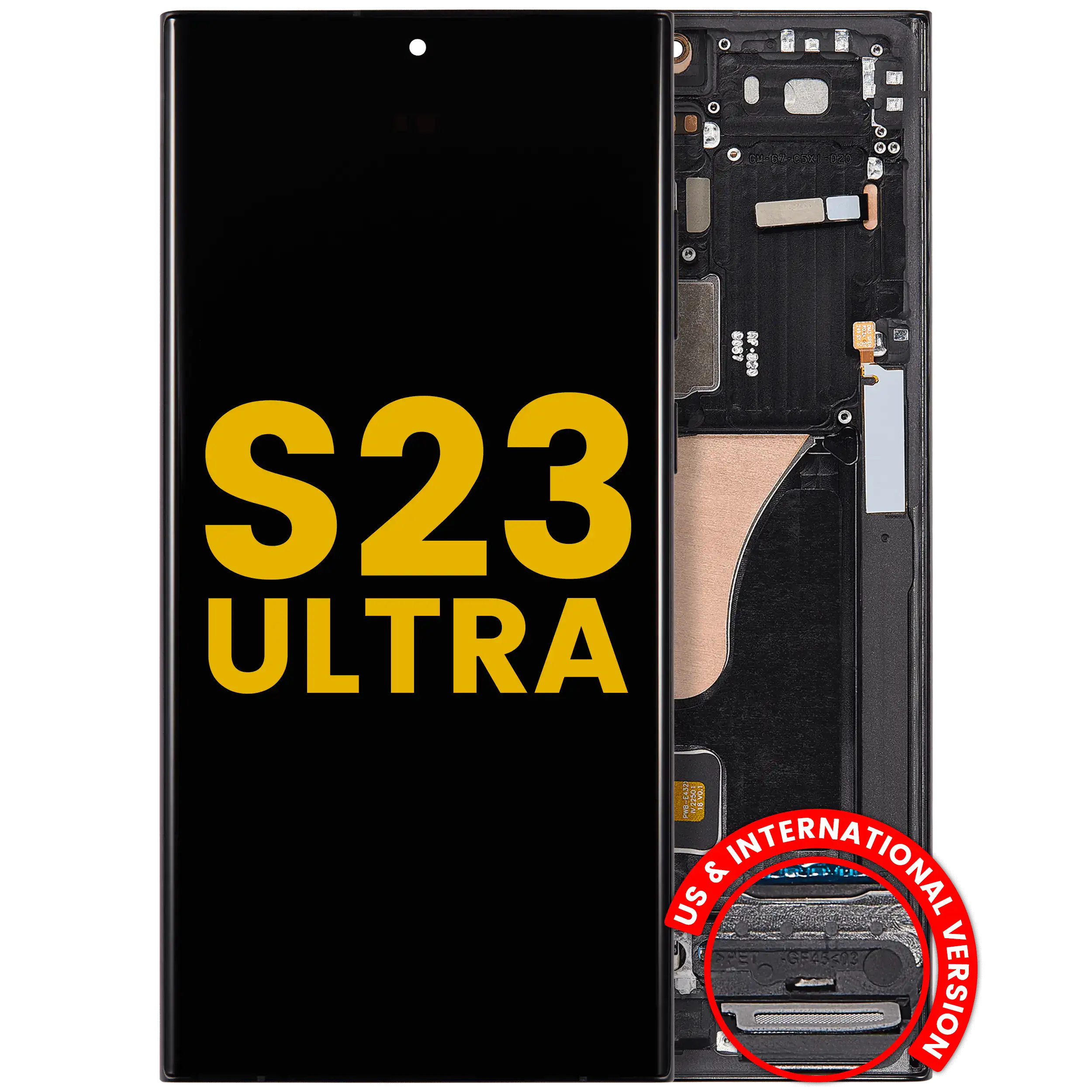 OLED Display with Frame for Samsung Galaxy S23 Ultra (US & International) (Refurbished) (Graphite/Red)