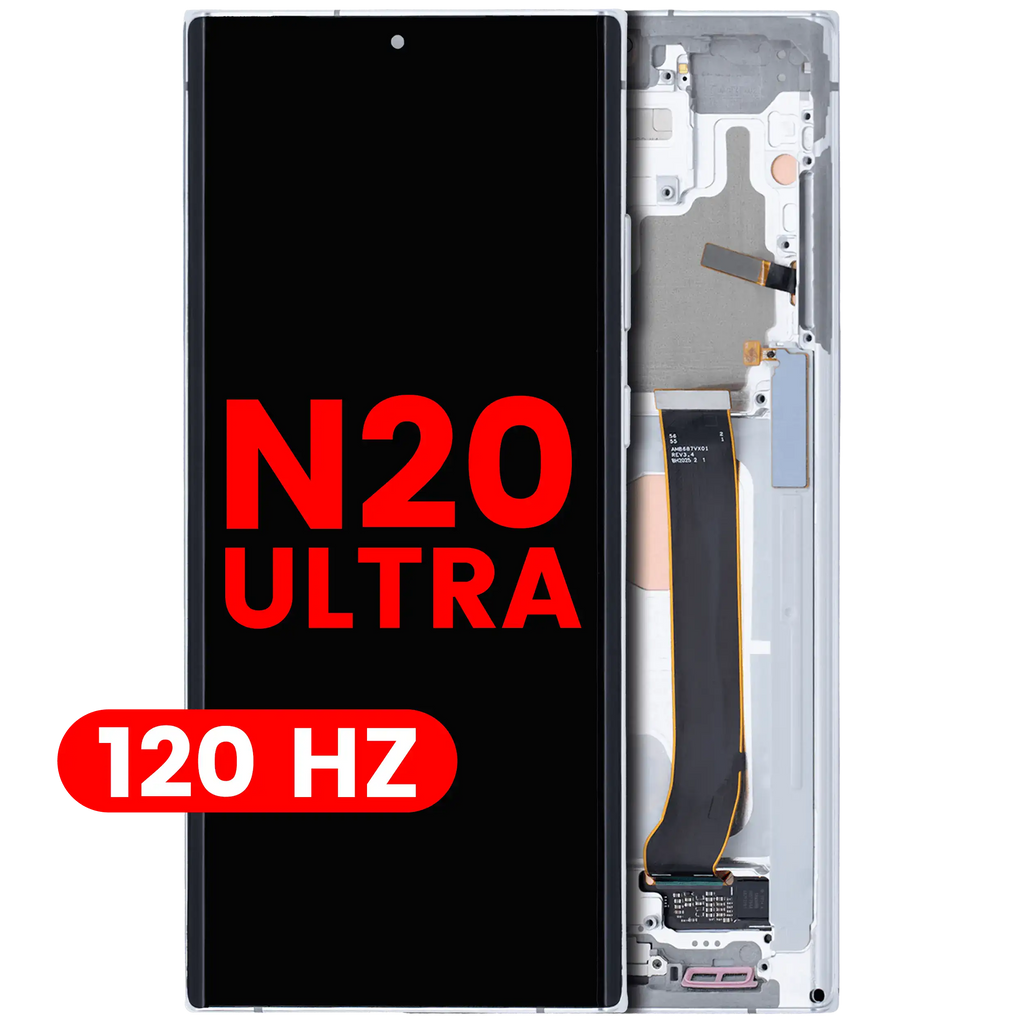 OLED-Display mit Rahmen für Samsung Note20 Ultra 5G (Aftermarket Pro, Mystic Whi