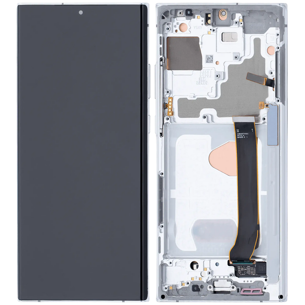 OLED-Display mit Rahmen für Samsung Note20 Ultra 5G (Aftermarket Pro, Mystic Whi