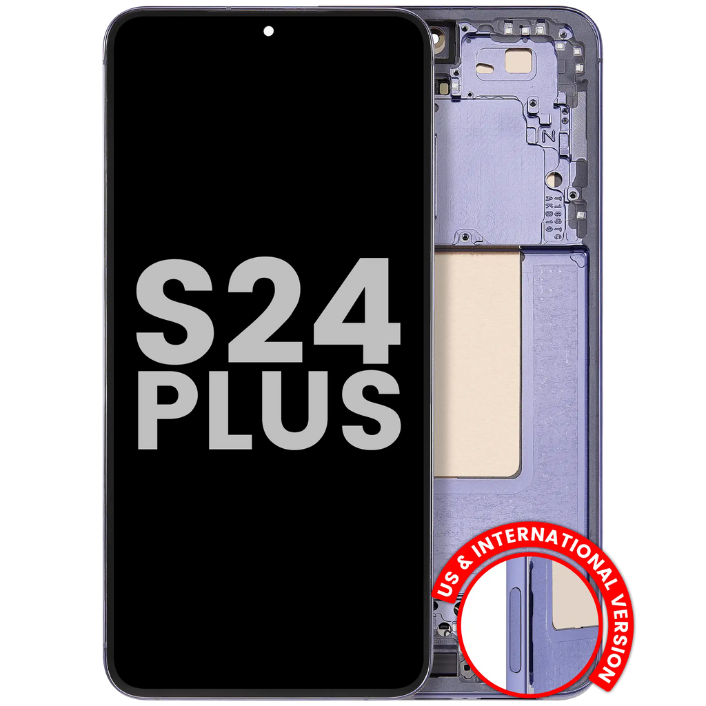 OLED-Display mit Rahmen für Samsung Galaxy S24 Plus 5G (US & Internationale Version) (gebrauchter OEM-Ausbau, Qualität B/C) (Cobalt Violet)