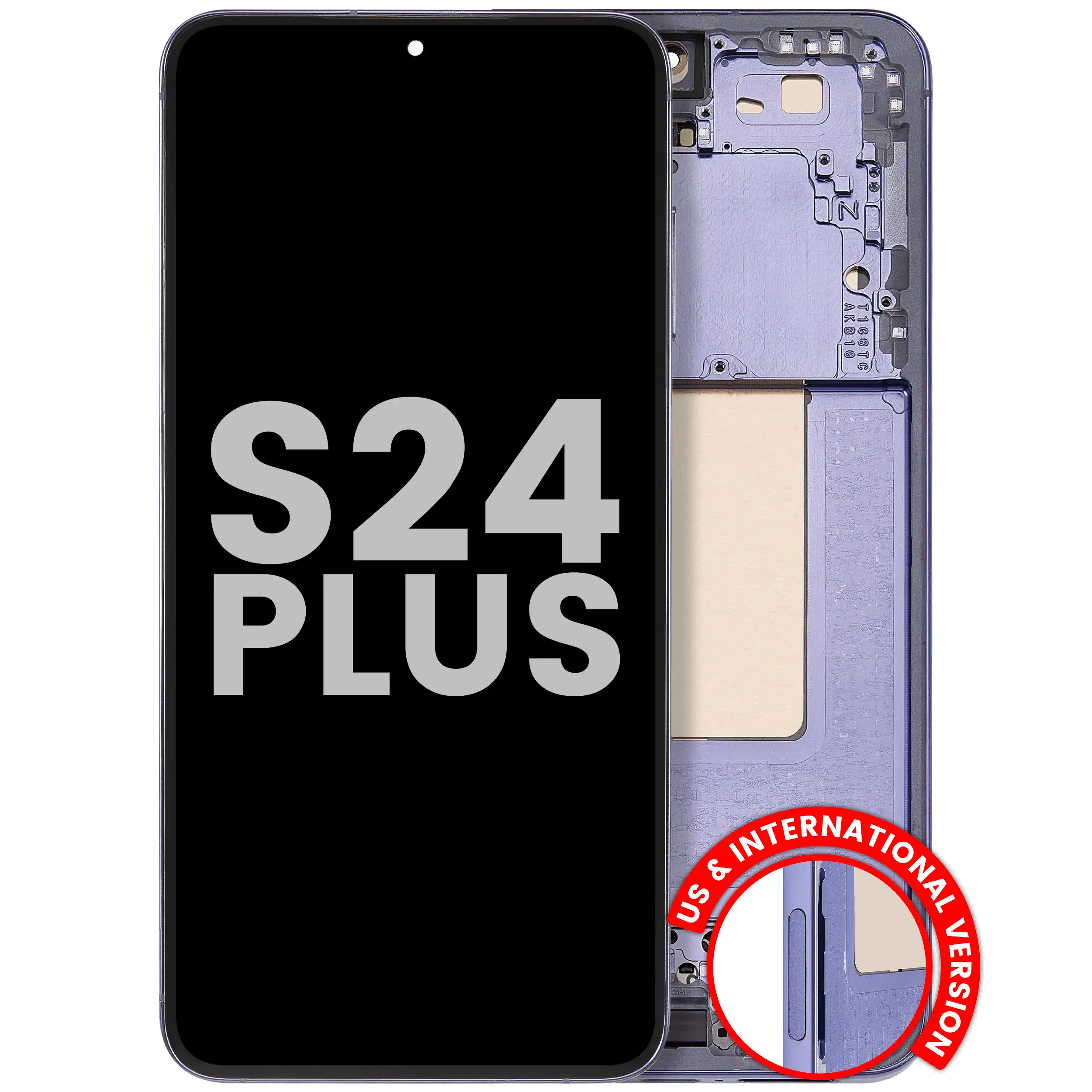 OLED-Display mit Rahmen für Samsung Galaxy S24 Plus 5G (US & Internationale Version) (gebrauchter OEM-Ausbau, Qualität B/C) (Cobalt Violet)