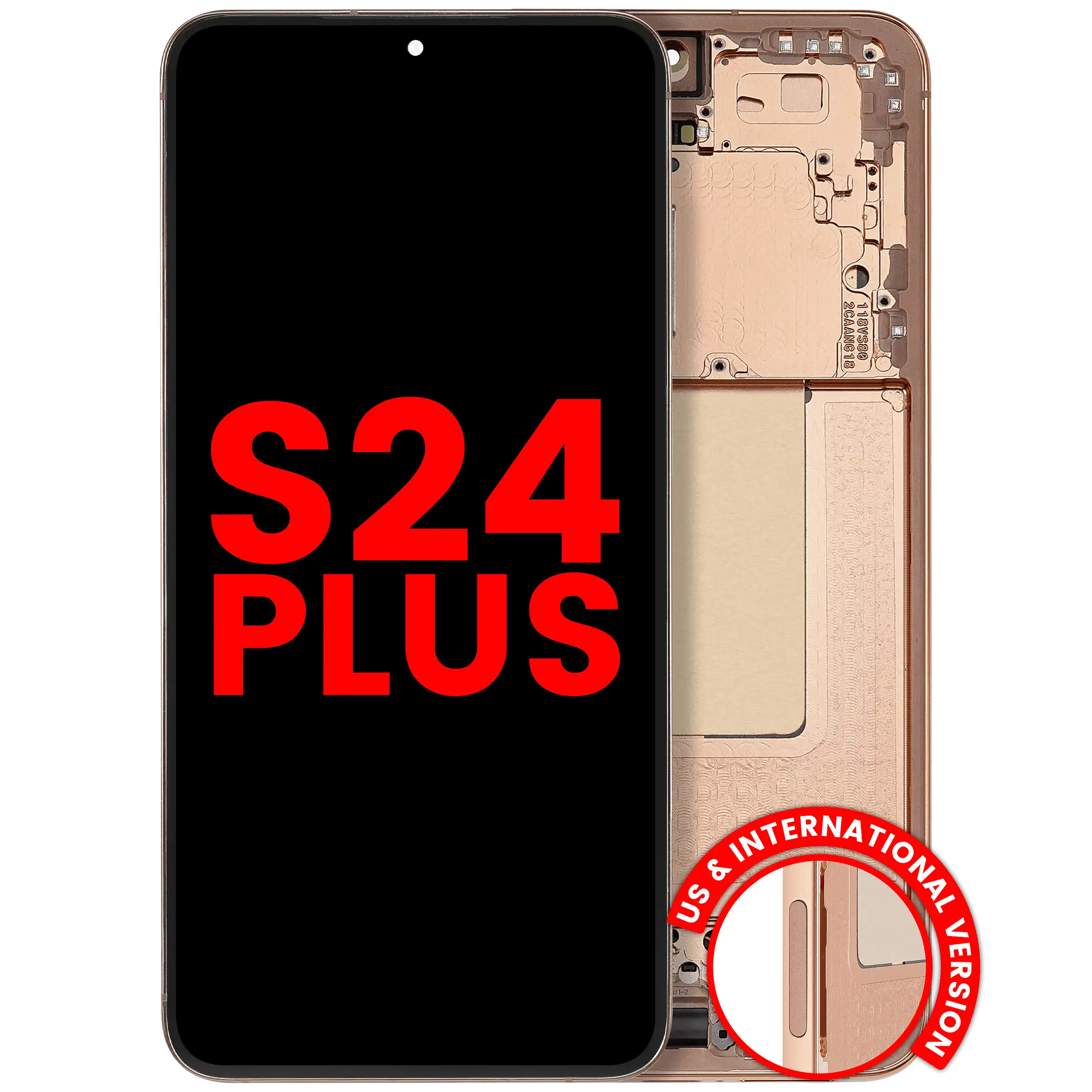 OLED-Display mit Rahmen für Samsung Galaxy S24 Plus (Sandstone Orange, Aftermark