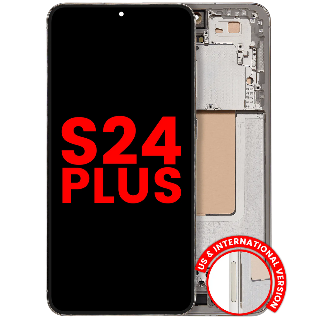 OLED-Display mit Rahmen für Samsung Galaxy S24 Plus Aftermarket Plus Amber Yello