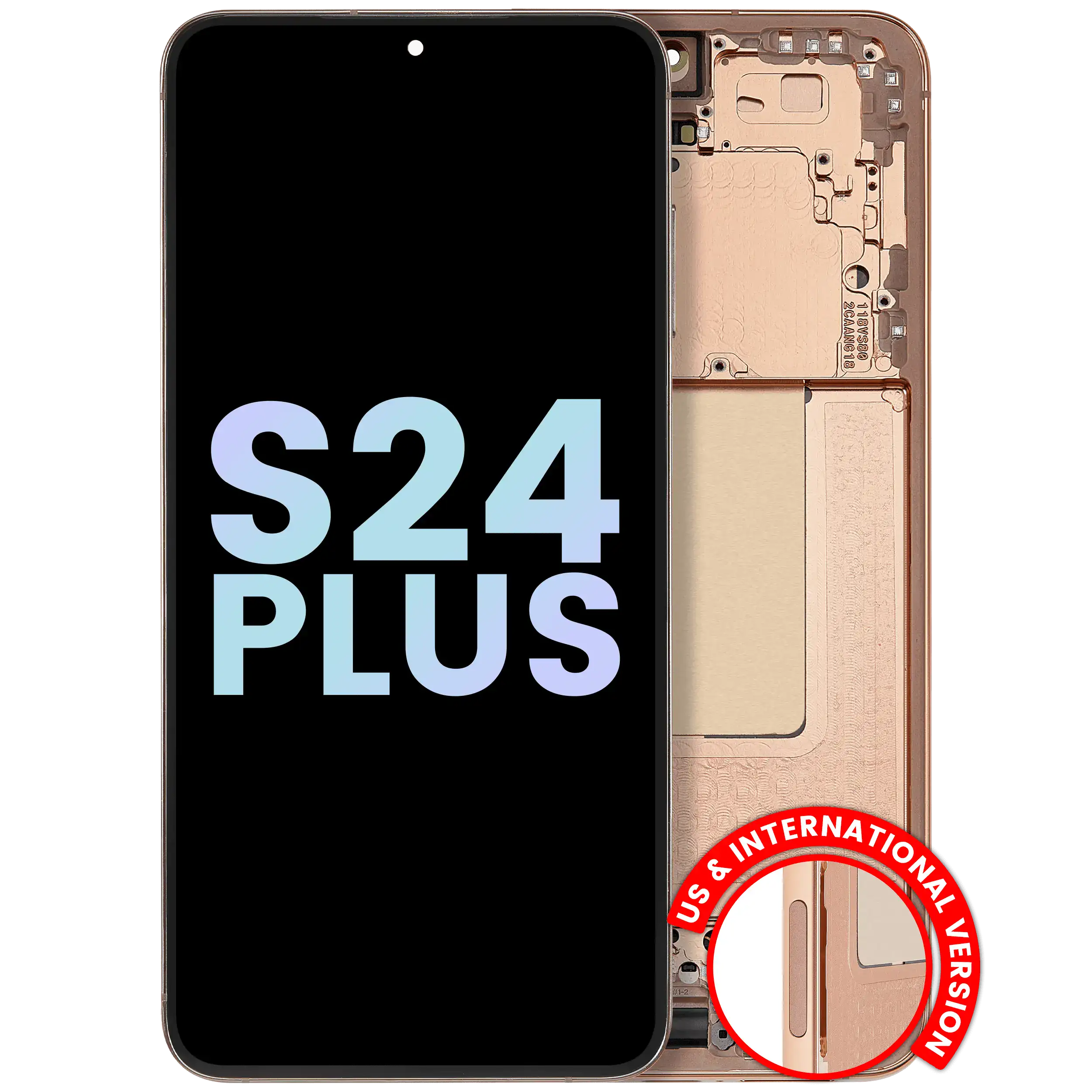 OLED-Display mit Rahmen für Samsung Galaxy S24 Plus - Sandstone Orange (Svc Pack