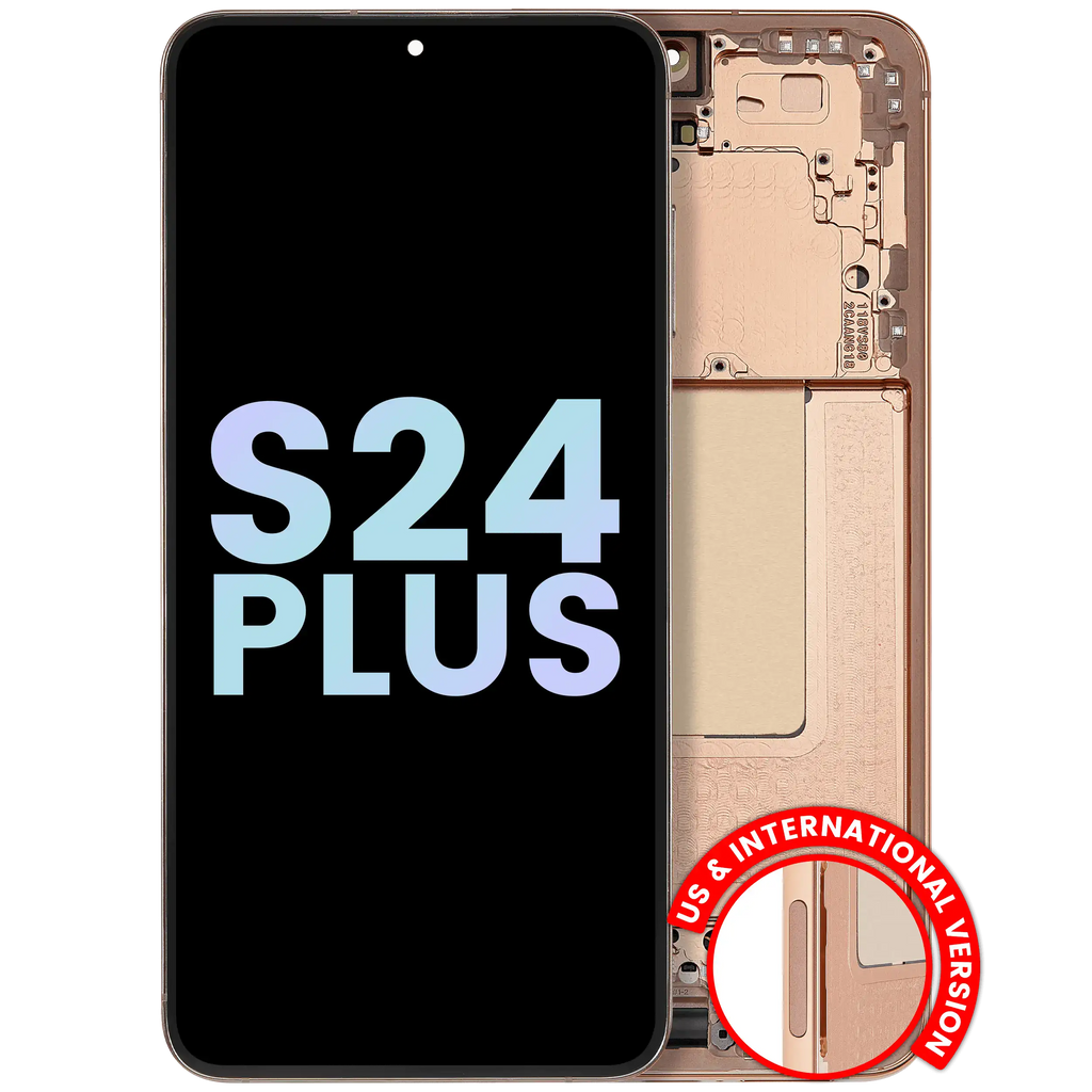 OLED-Display mit Rahmen für Samsung Galaxy S24 Plus - Sandstone Orange (Svc Pack