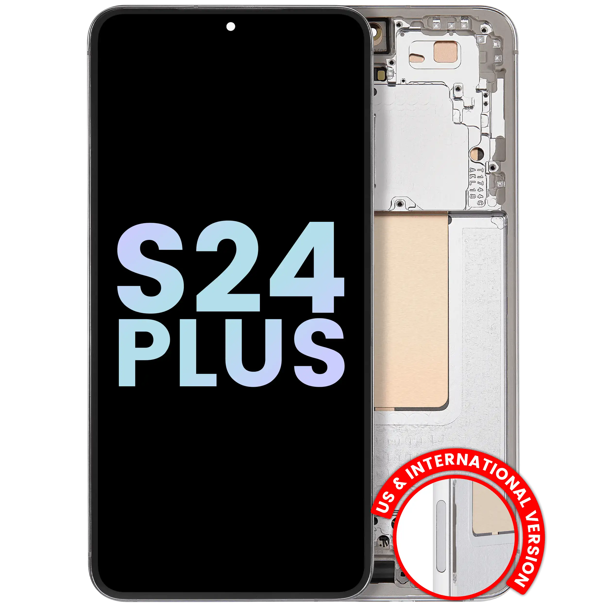 OLED-Display mit Rahmen für Samsung Galaxy S24 Plus, Service Pack, Marmorgrau