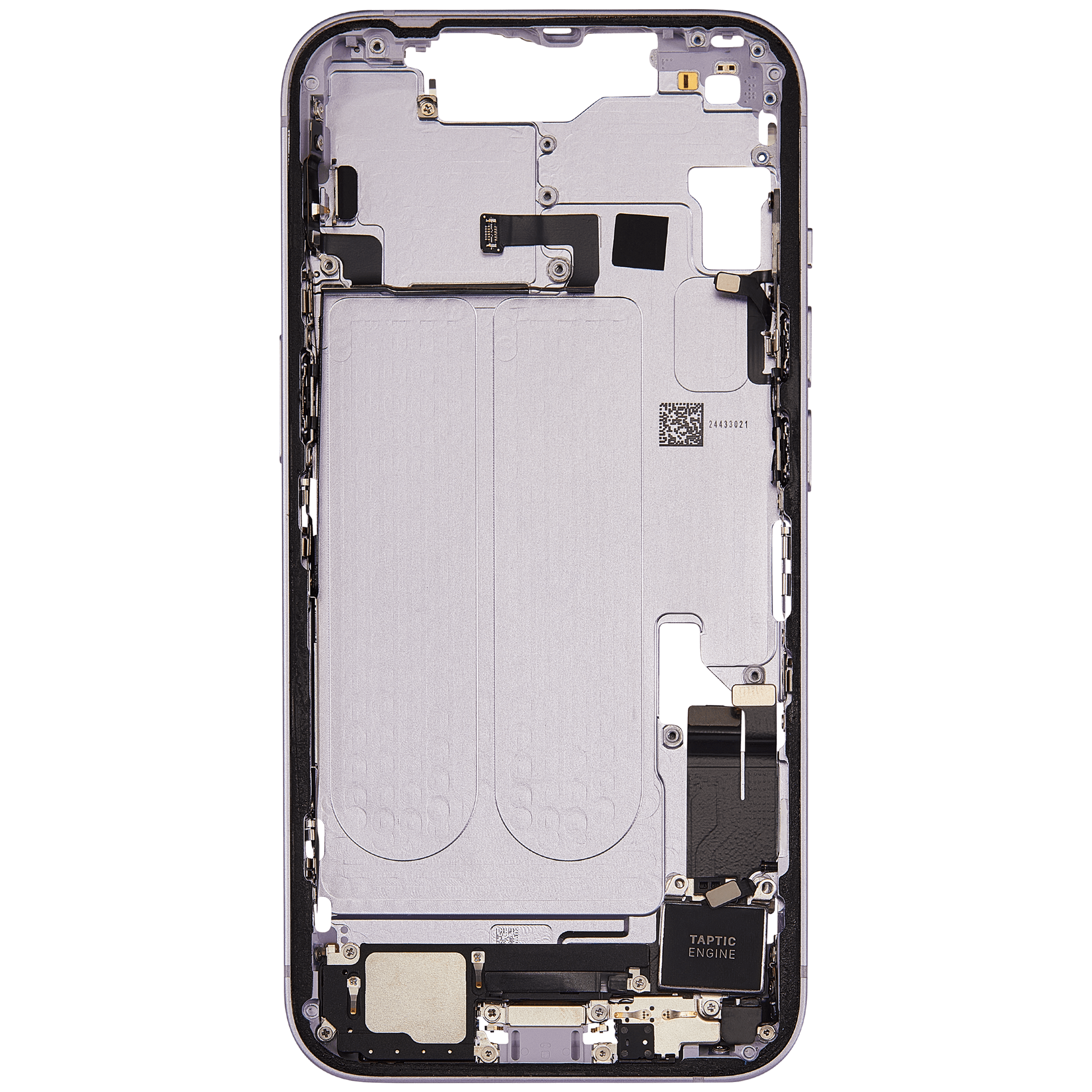 Midframe/Frame with Charging Port Flex and Small Parts for iPhone 14 (EU/Global Version) (Used OEM Part, Grade A) (Purple)