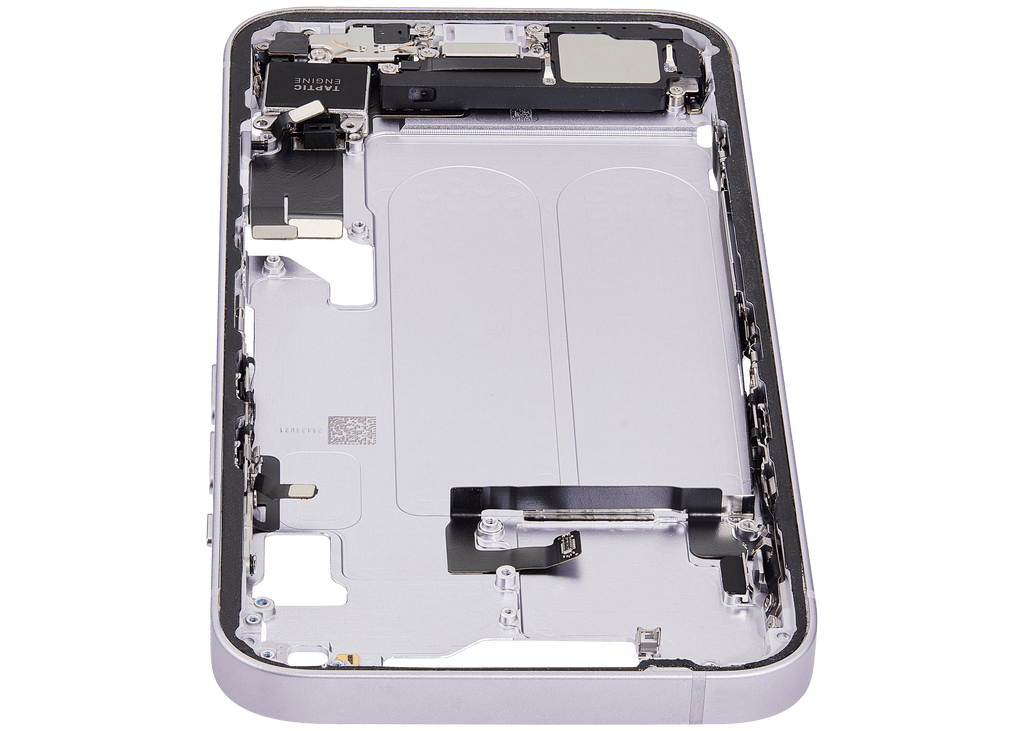 Midframe/Frame with Charging Port Flex and Small Parts for iPhone 14 (EU/Global Version) (Used OEM Part, Grade A) (Purple)