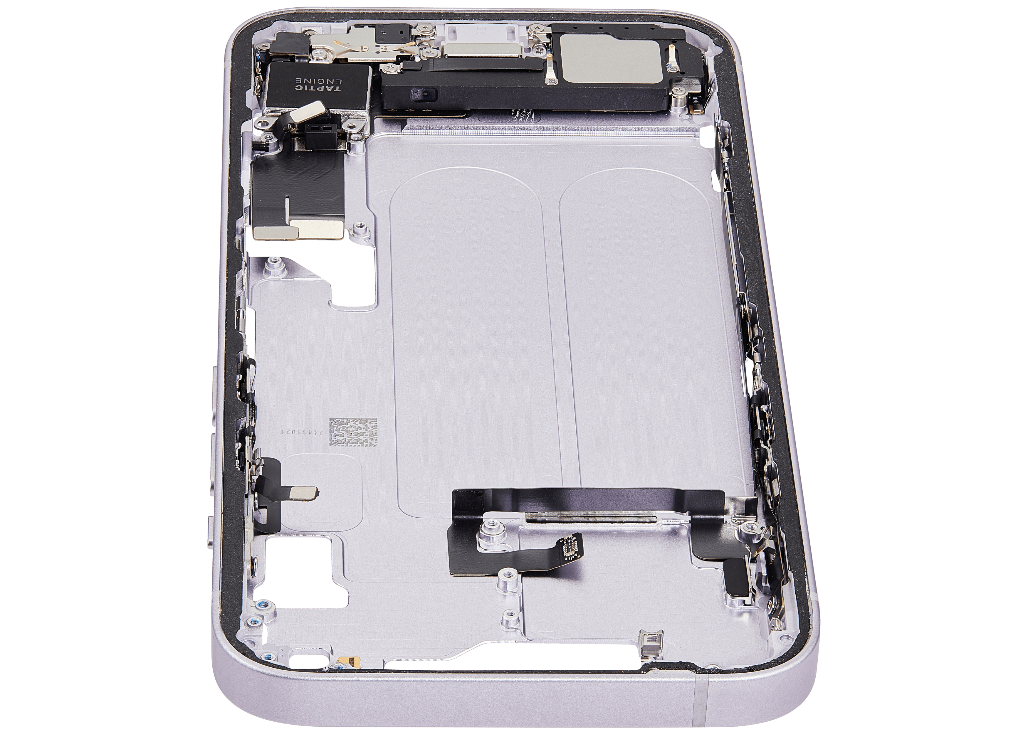 Midframe/Frame with Charging Port Flex and Small Parts for iPhone 14 (EU/Global Version) (Used OEM Part, Grade A) (Purple)