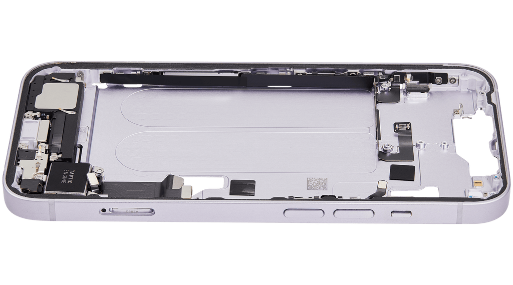 Midframe/Frame with Charging Port Flex and Small Parts for iPhone 14 (EU/Global Version) (Used OEM Part, Grade A) (Purple)