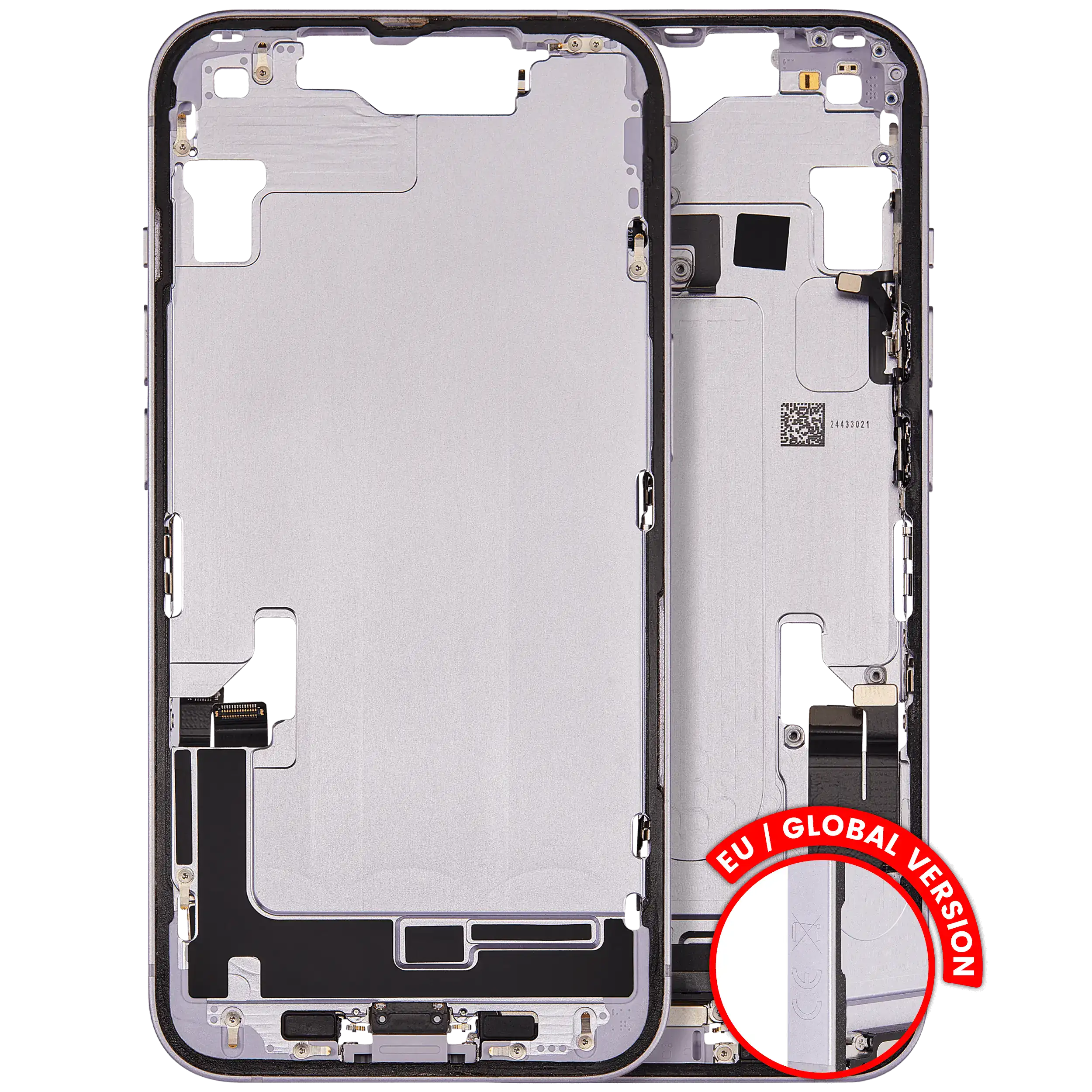 Back Cover/Frame with Charging Port Flex and Small Parts for iPhone 14 (EU/Global Version) (Used OEM Takeout, C Grade) (Purple)