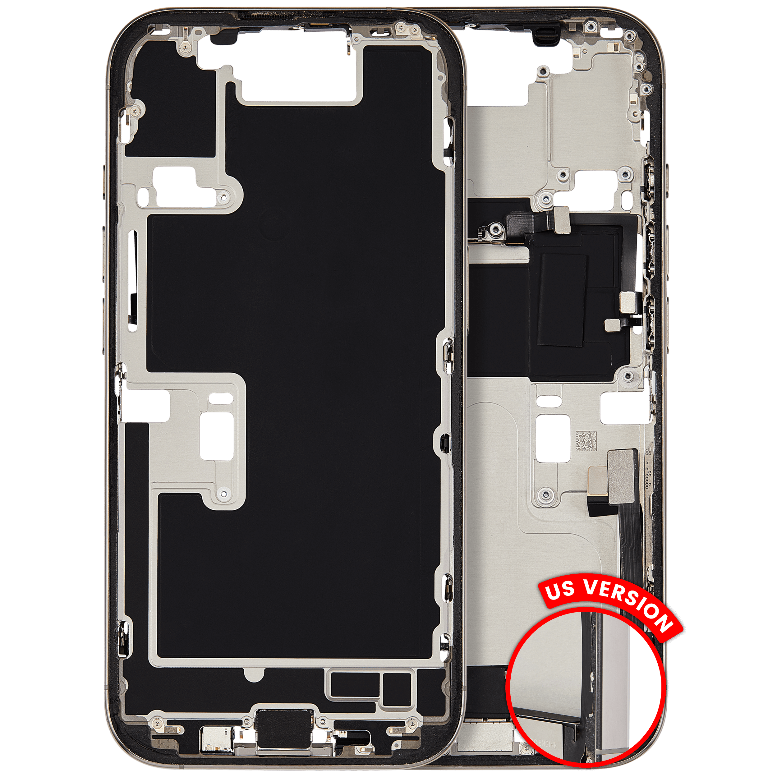 Midframe/Rahmen m. Ladebuchsen-Flex für iPhone 16 Pro US OEM A Nat. Titanium