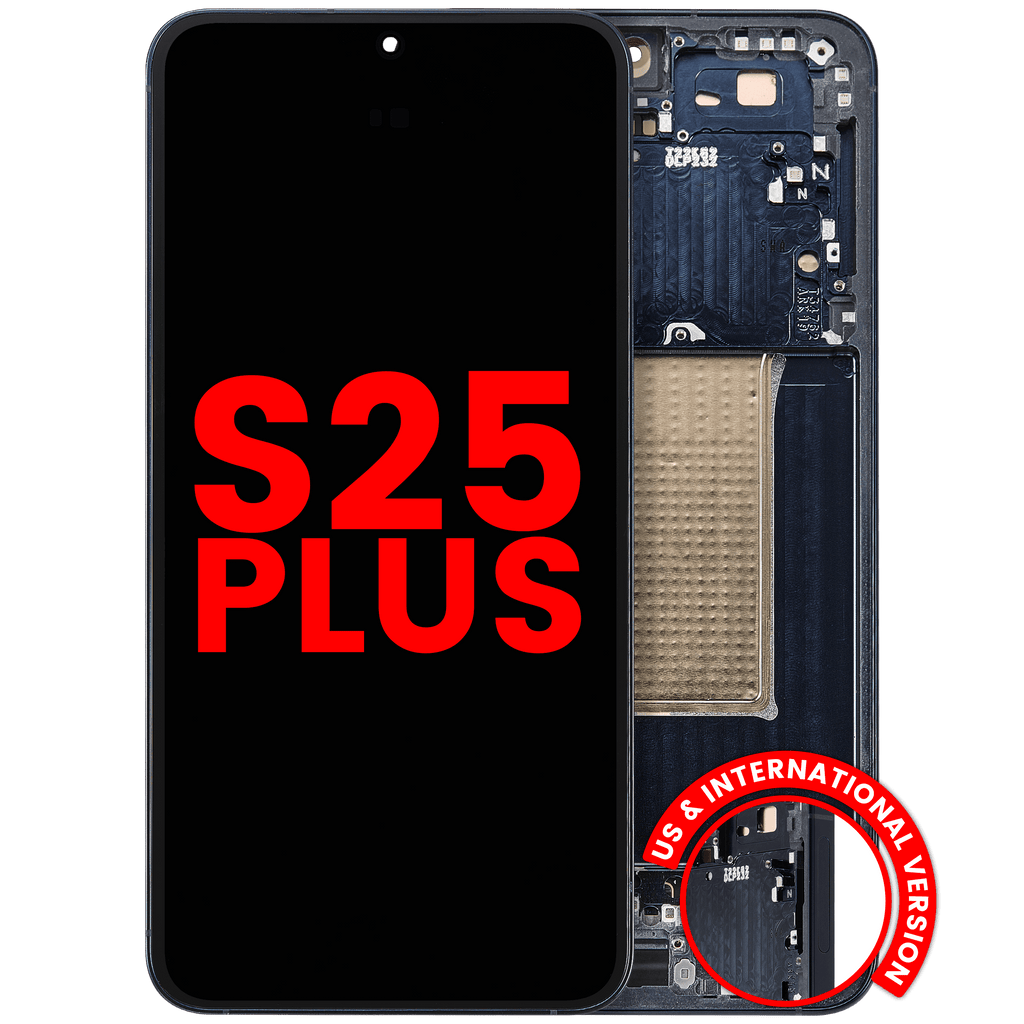 OLED-Display mit Rahmen Samsung Galaxy S25 Plus Blau Schwarz Aftermarket Plus