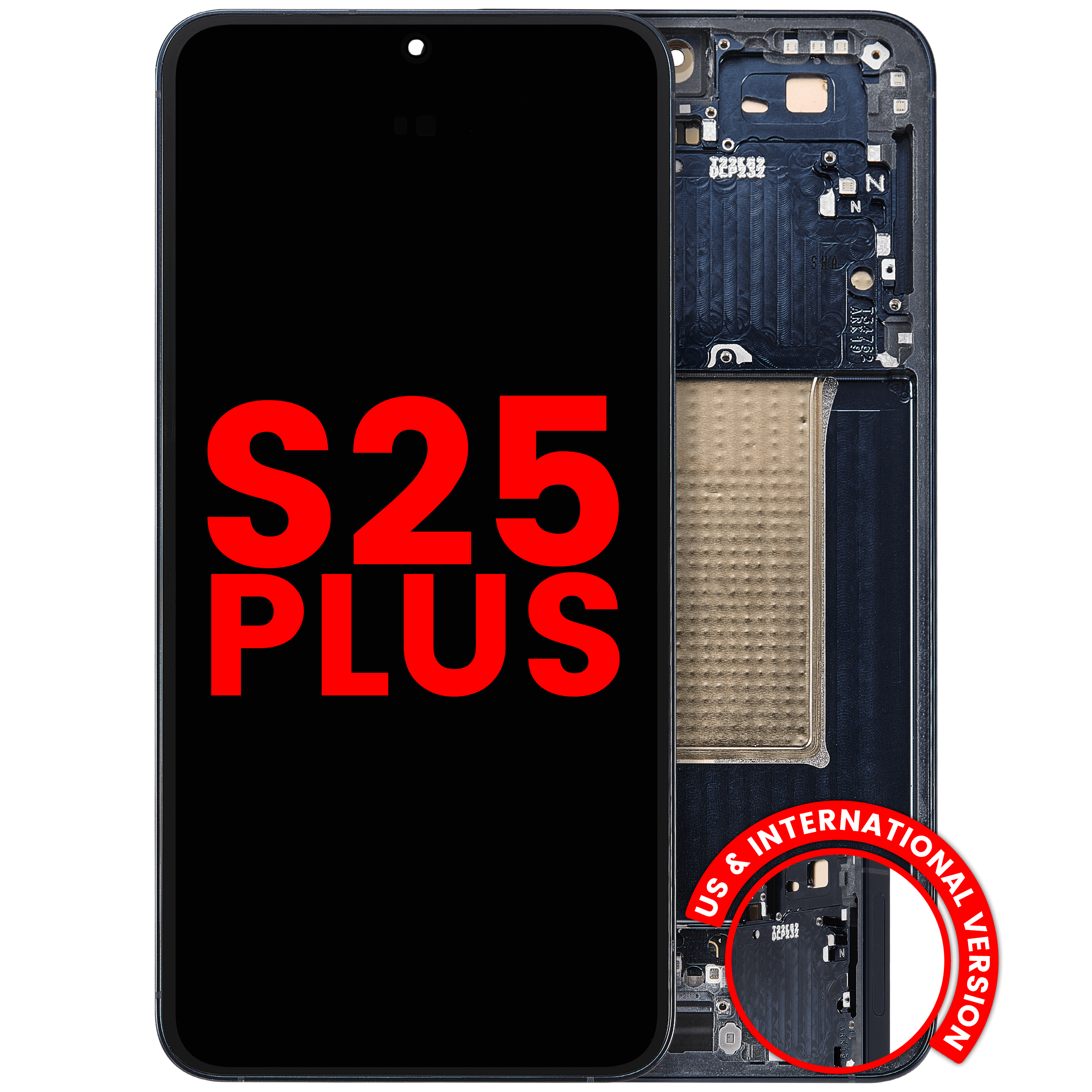 OLED-Display mit Rahmen Samsung Galaxy S25 Plus Blau Schwarz Aftermarket Plus