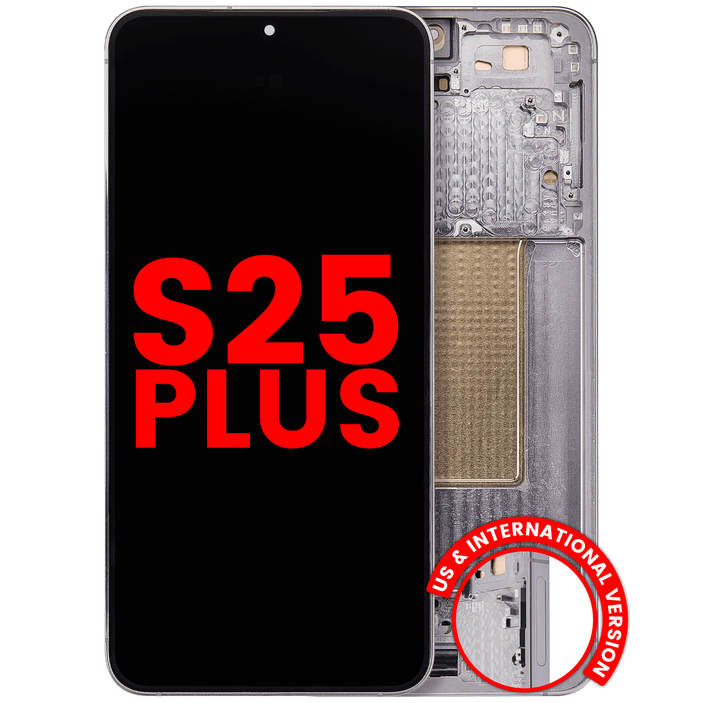 OLED Display with Frame for Samsung Galaxy S25 Plus 5G (US & International Version) (Aftermarket Plus) (Silver Shadow)