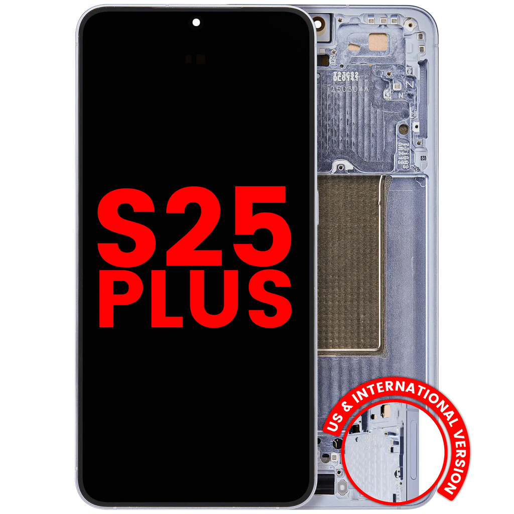 OLED-Display mit Rahmen für Samsung Galaxy S25 Plus, Icy Blue (Aftermarket+)