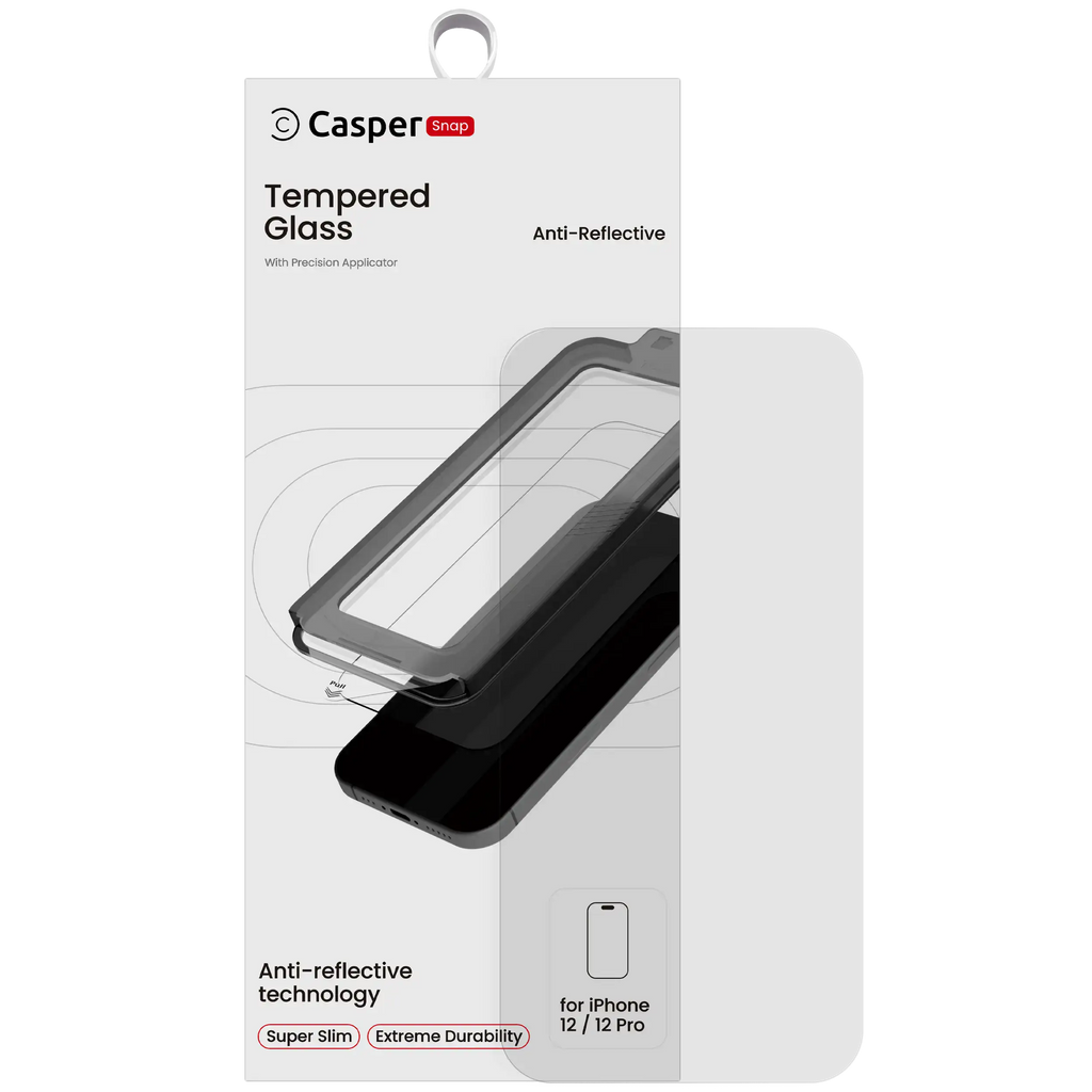 Casper Snap Tempered Glass for iPhone 12/12 Pro (Retail Pack) (AR Clear)