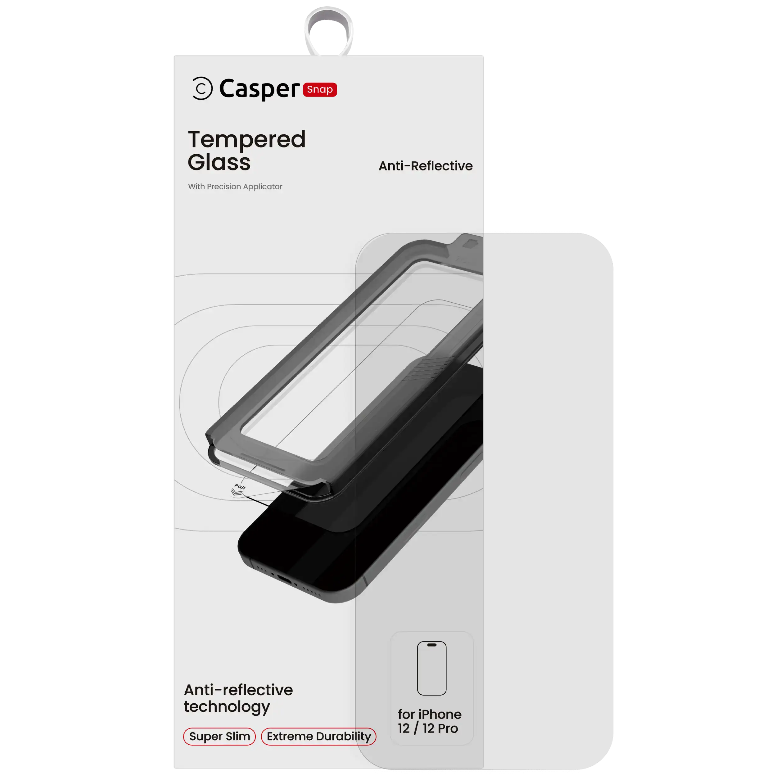 Casper Snap Temperglas für iPhone 12/12 Pro (Retail Pack) (AR Clear)