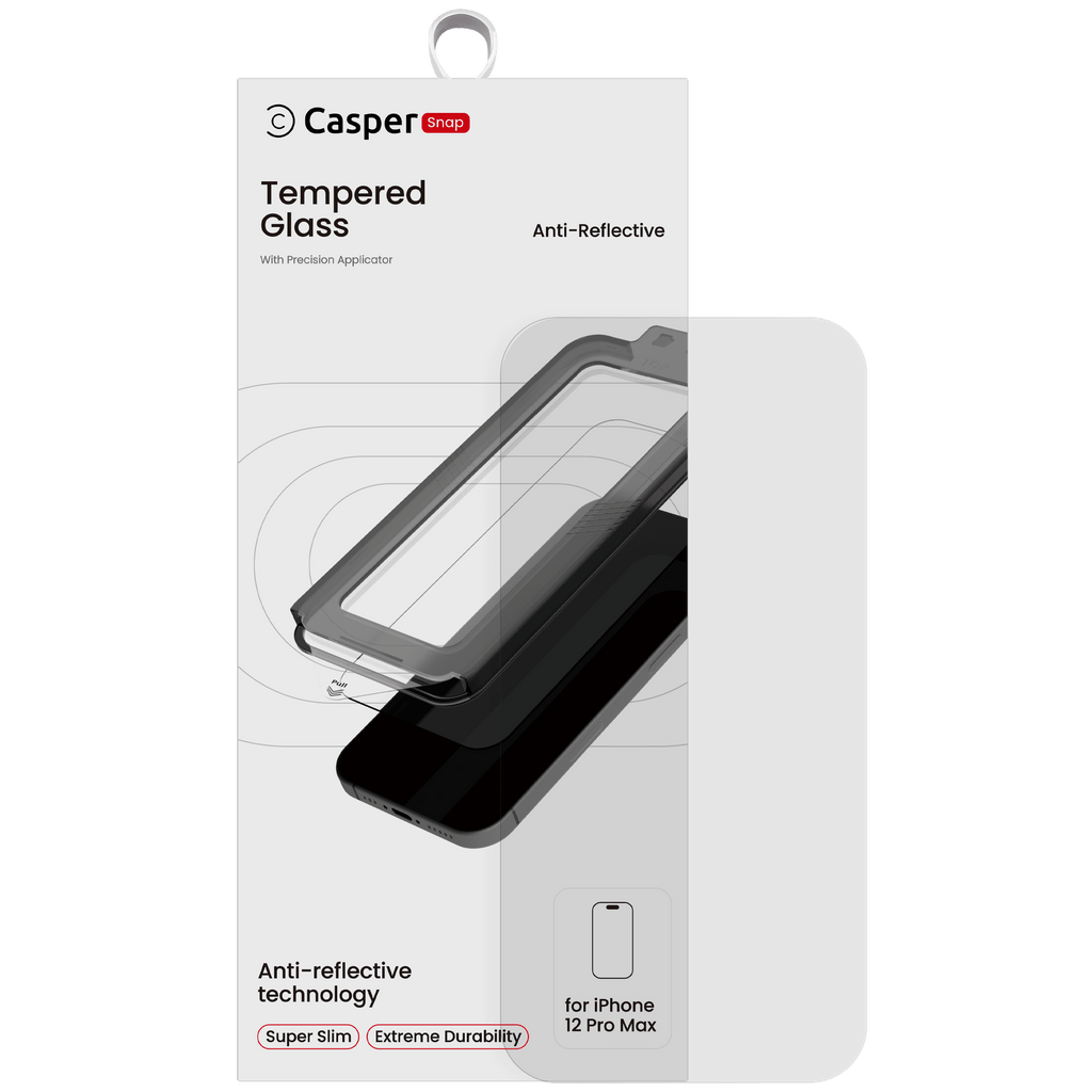 Casper Snap Tempered Glass for iPhone 12 Pro Max (Retail Pack) (AR Clear)