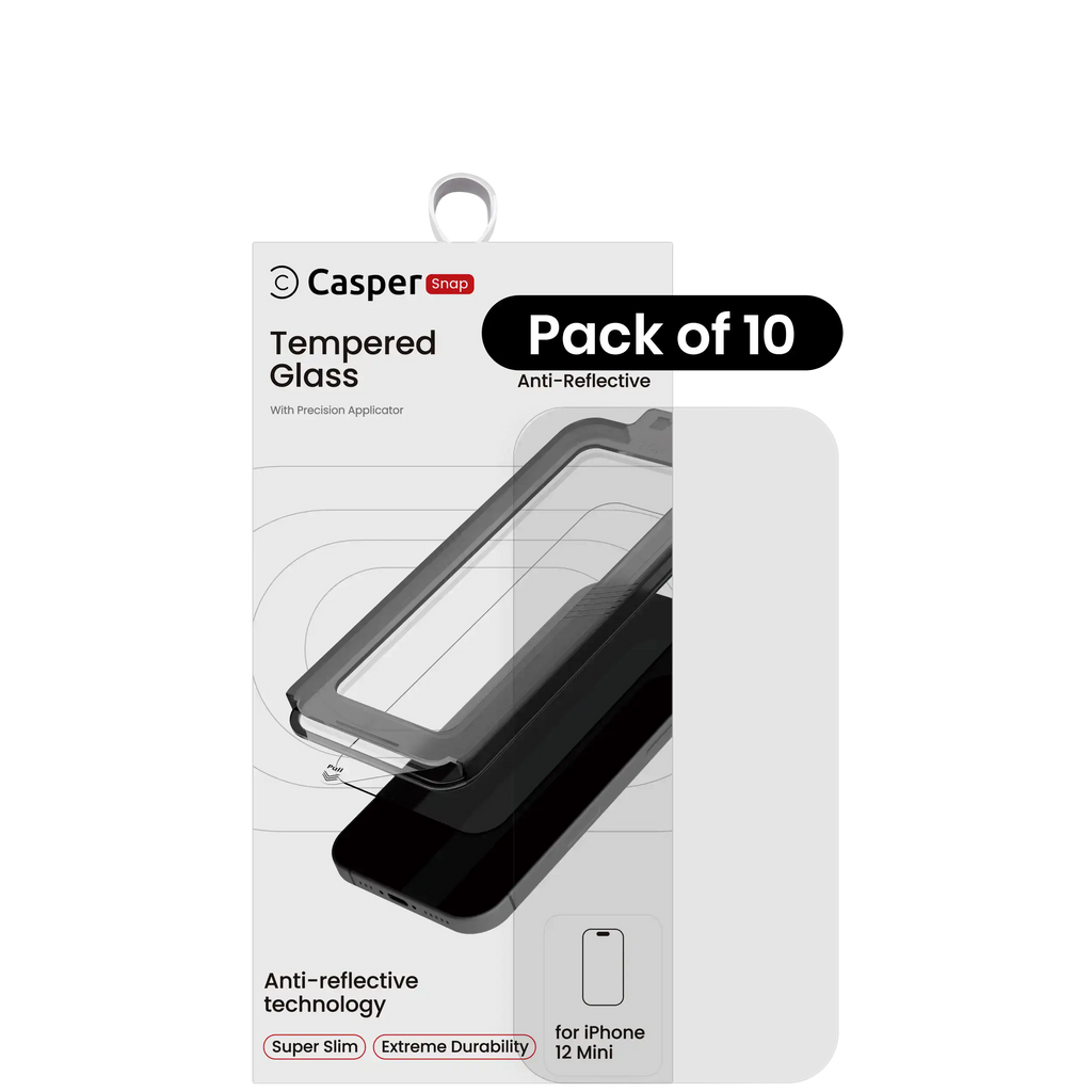 Casper Snap Tempered Glass for iPhone 12 Mini (10-Pack) (AR Clear)
