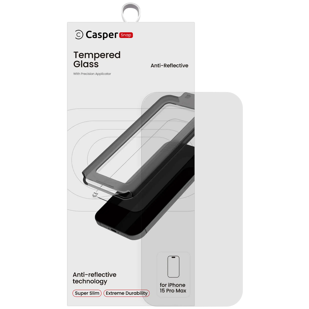 Casper Snap Tempered Glass for iPhone 15 Pro Max (Retail Pack) (AR Clear)